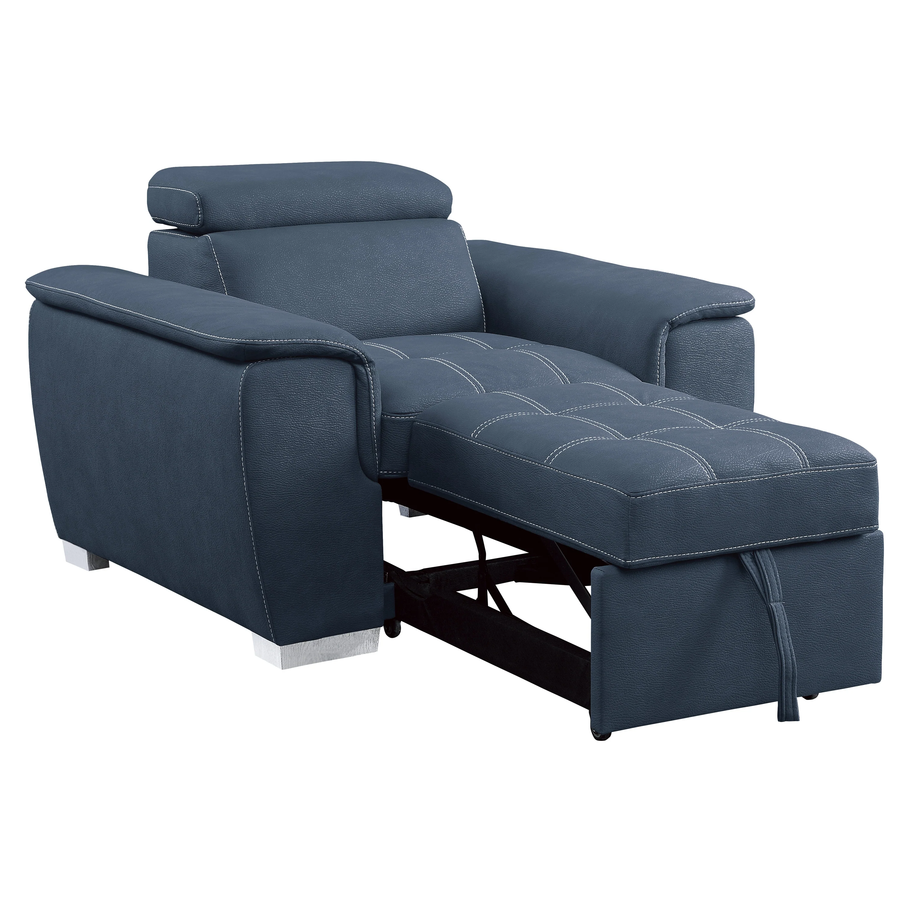 Ferriday Chair with Pull-out Ottoman in Blue - 8228BU-1 - Image 5