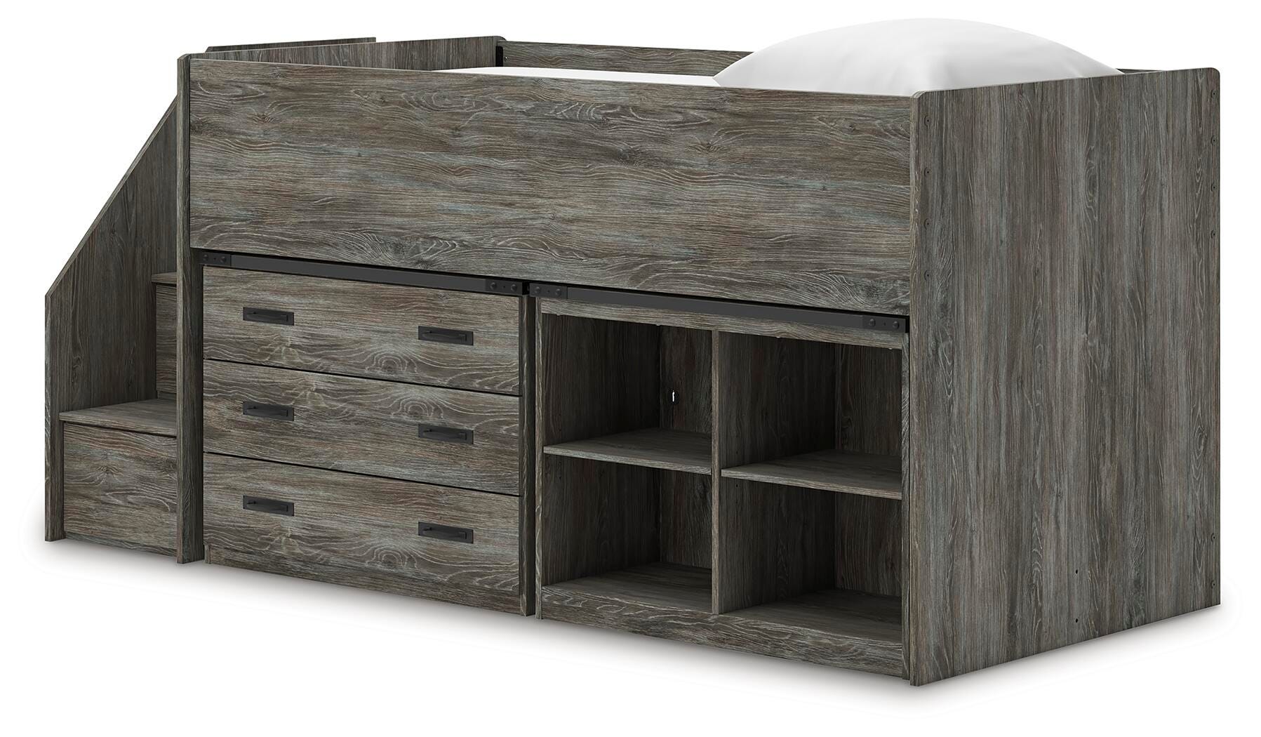 Frandern Loft Bed with Bookcase and Drawer Storage - Image 11