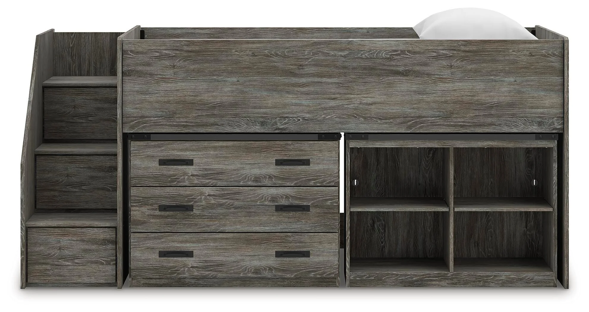 Frandern Loft Bed with Bookcase and Drawer Storage - Image 13