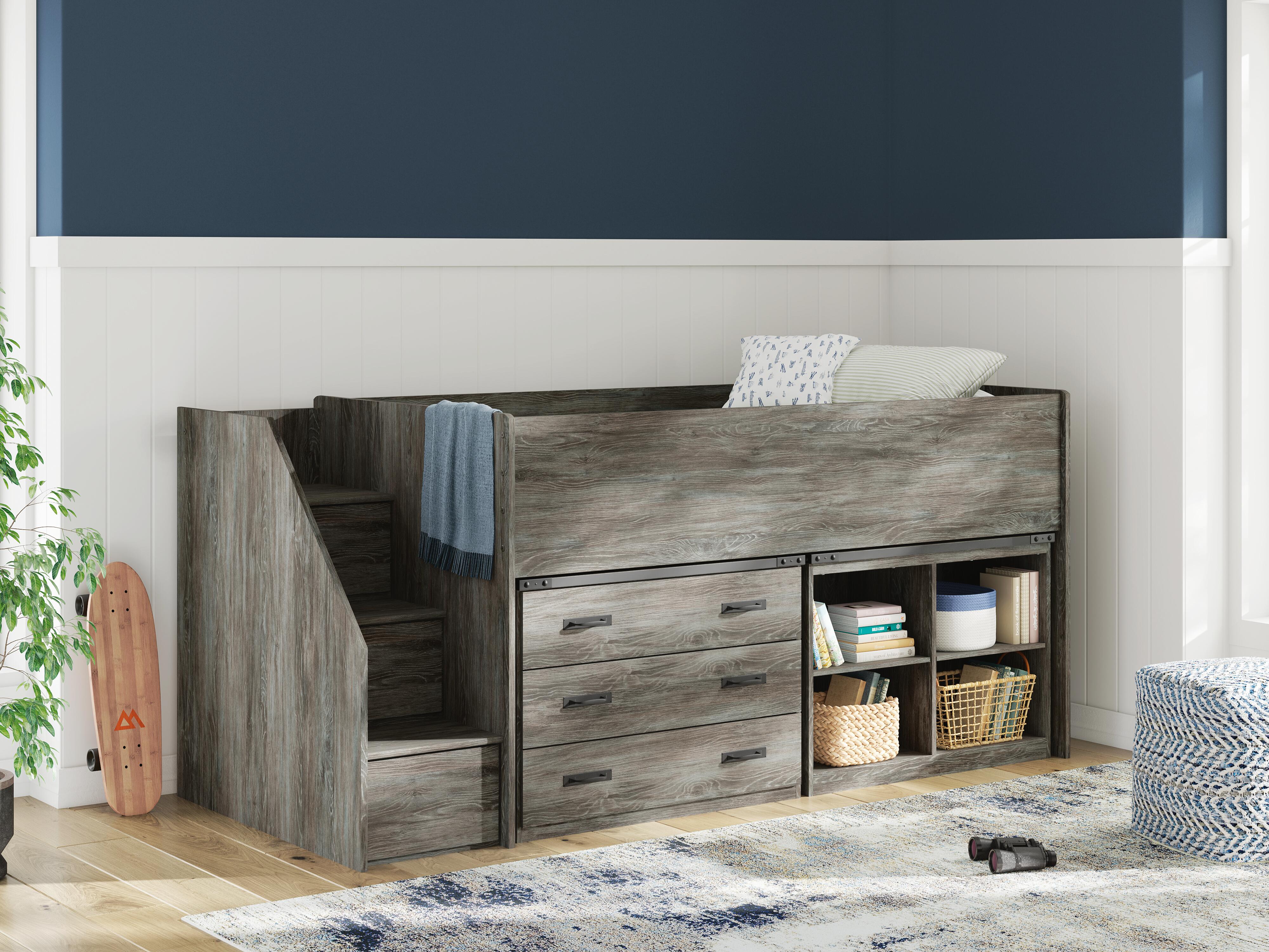 Frandern Loft Bed with Bookcase and Drawer Storage - Image 2
