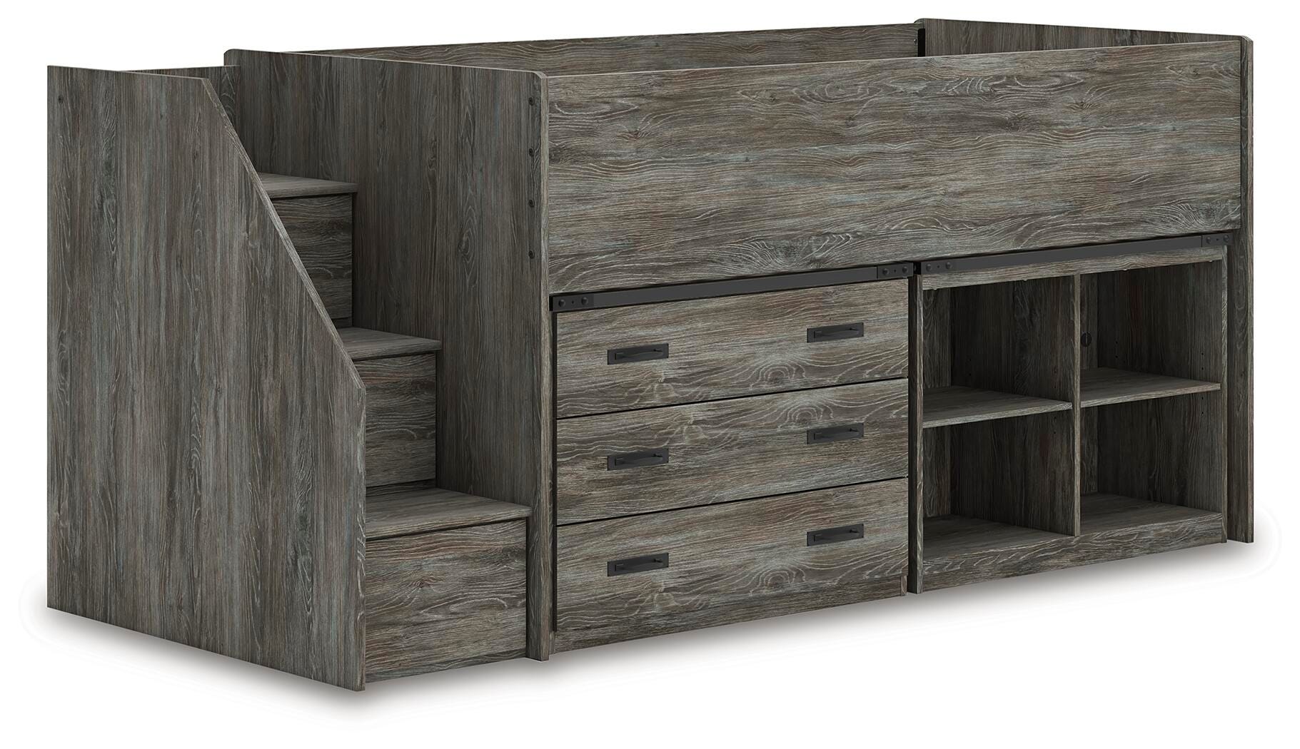 Frandern Loft Bed with Bookcase and Drawer Storage - Image 9
