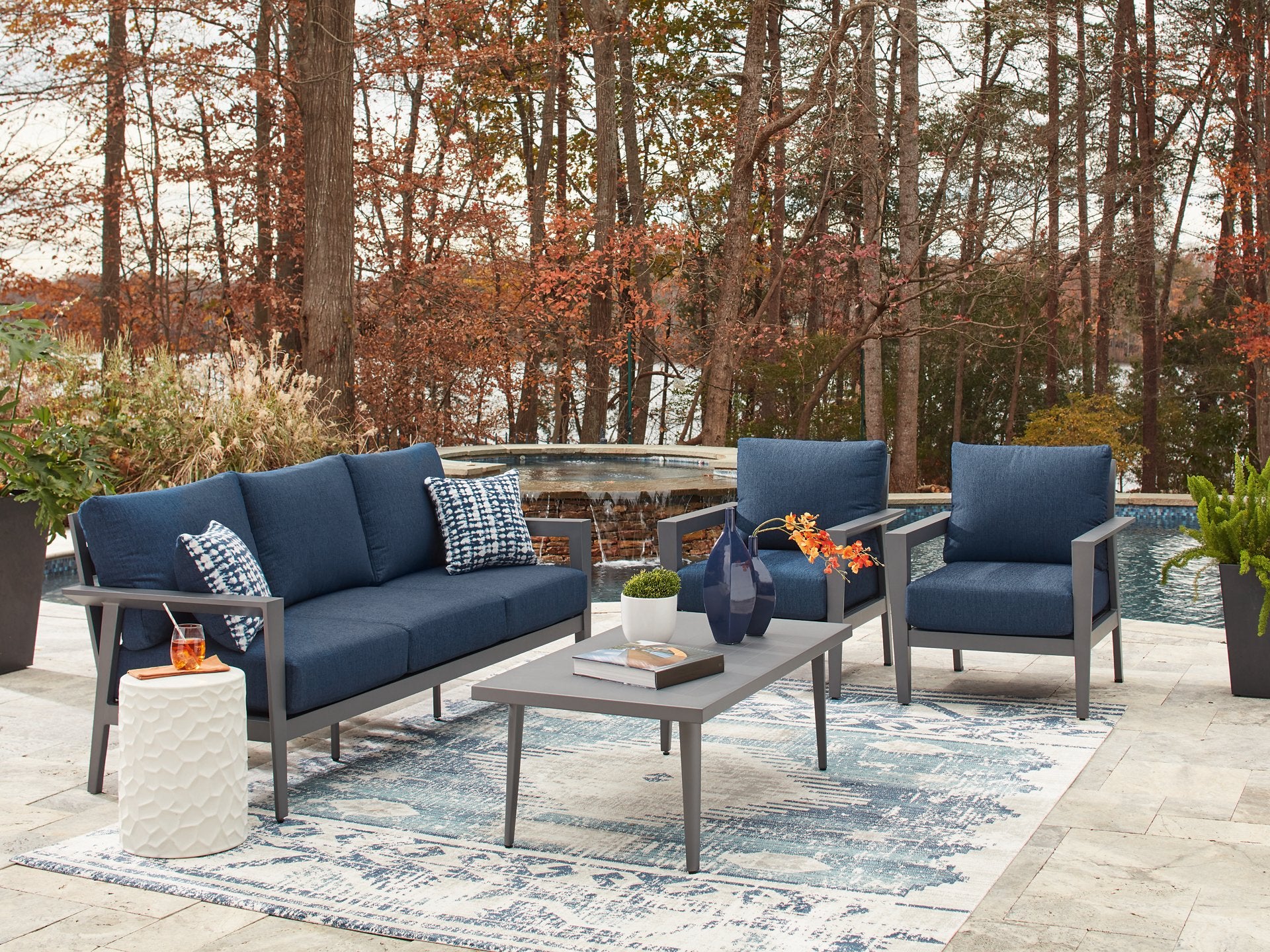 Gali Outdoor Sofa/Chairs/Table Set (Set of 4) - Image 4