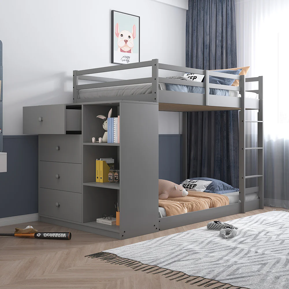Gaston Bunk Bed (T/T) w/4 Drawers & 3 Compartments