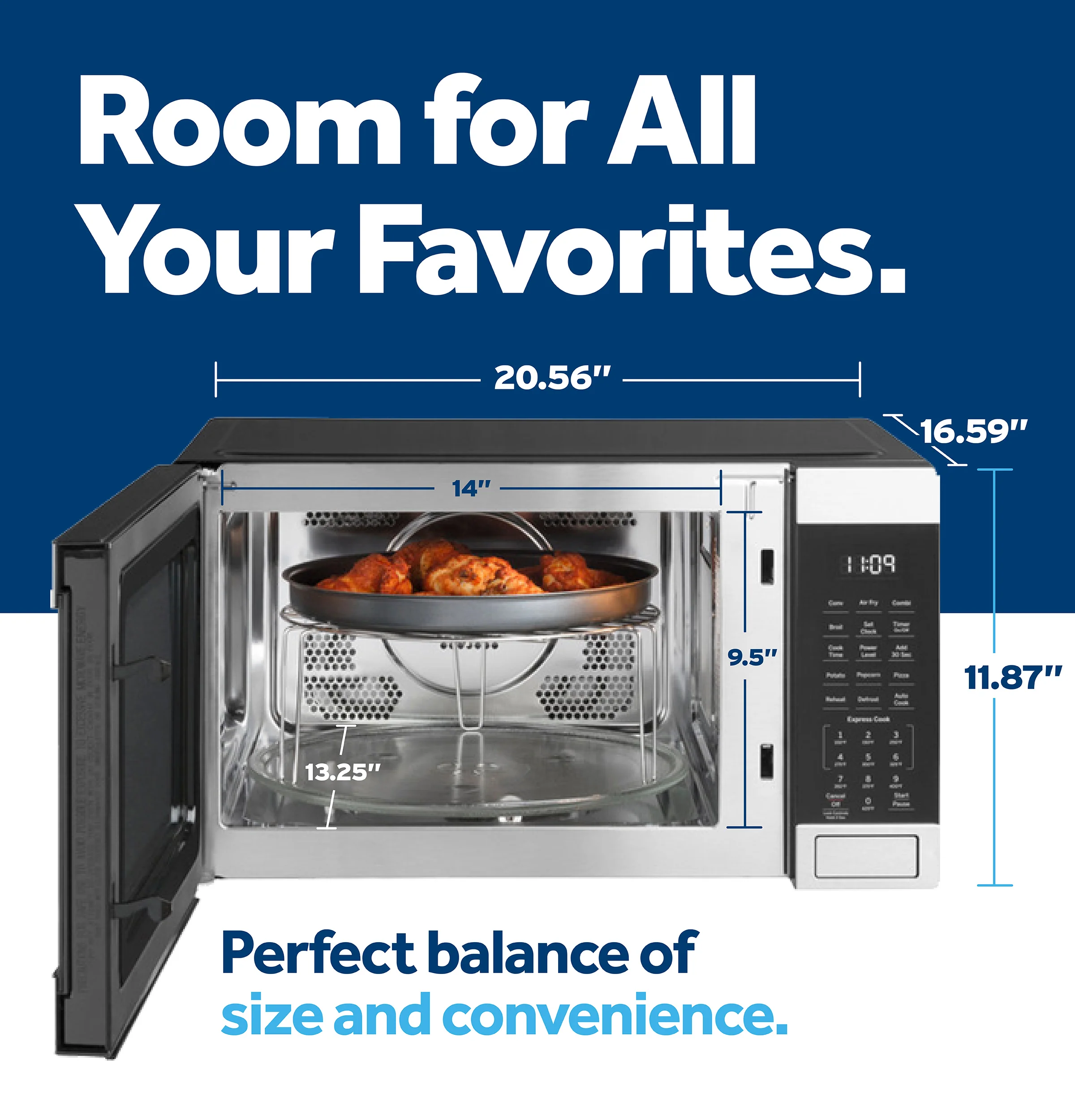 GE® 1.0 Cu. Ft. Capacity Countertop Convection Microwave Oven with Air Fry GCST10A1WSS - Image 8