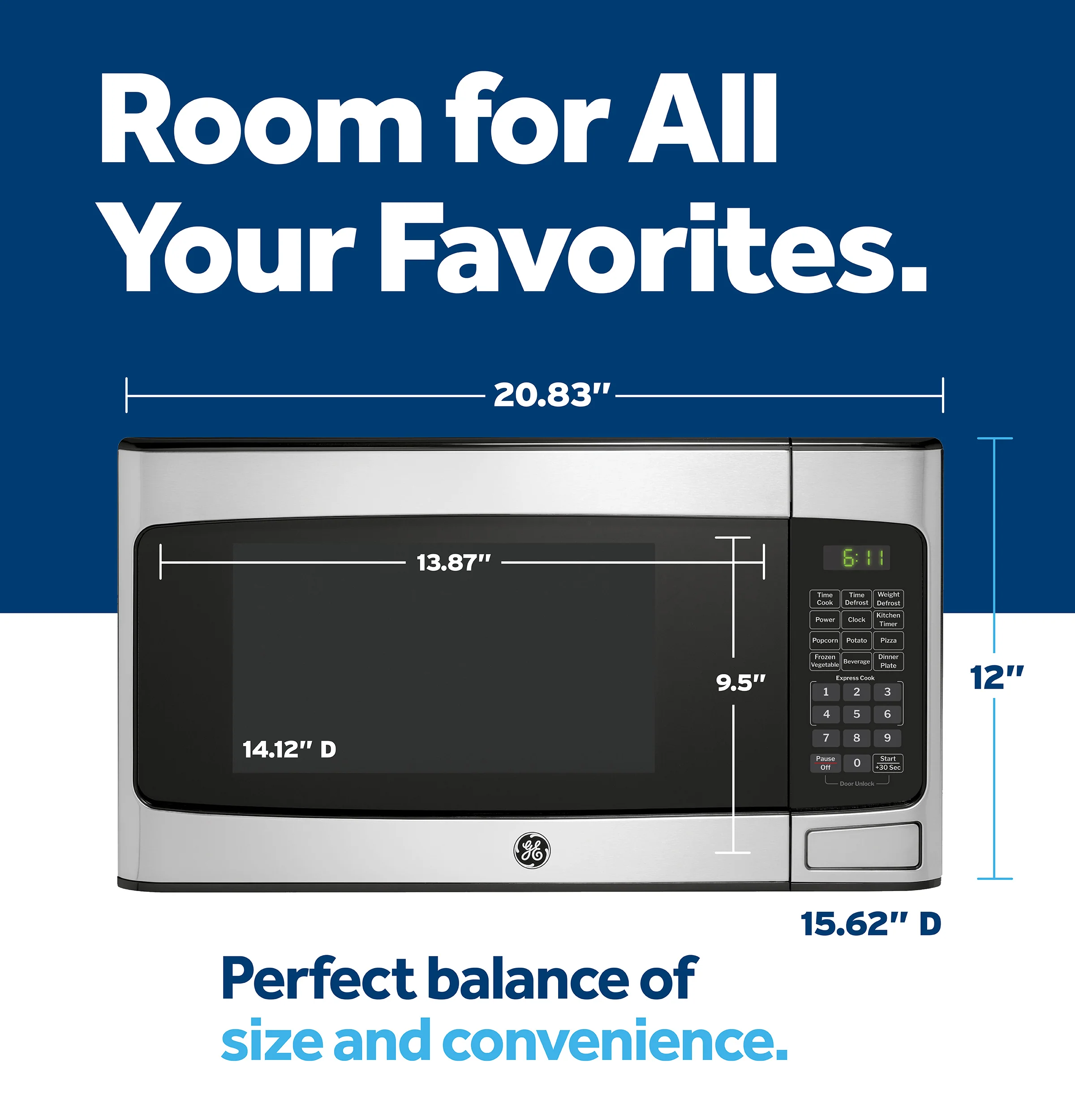 GE® 1.1 Cu. Ft. Capacity Countertop Microwave Oven GCST11X1WSS - Image 5
