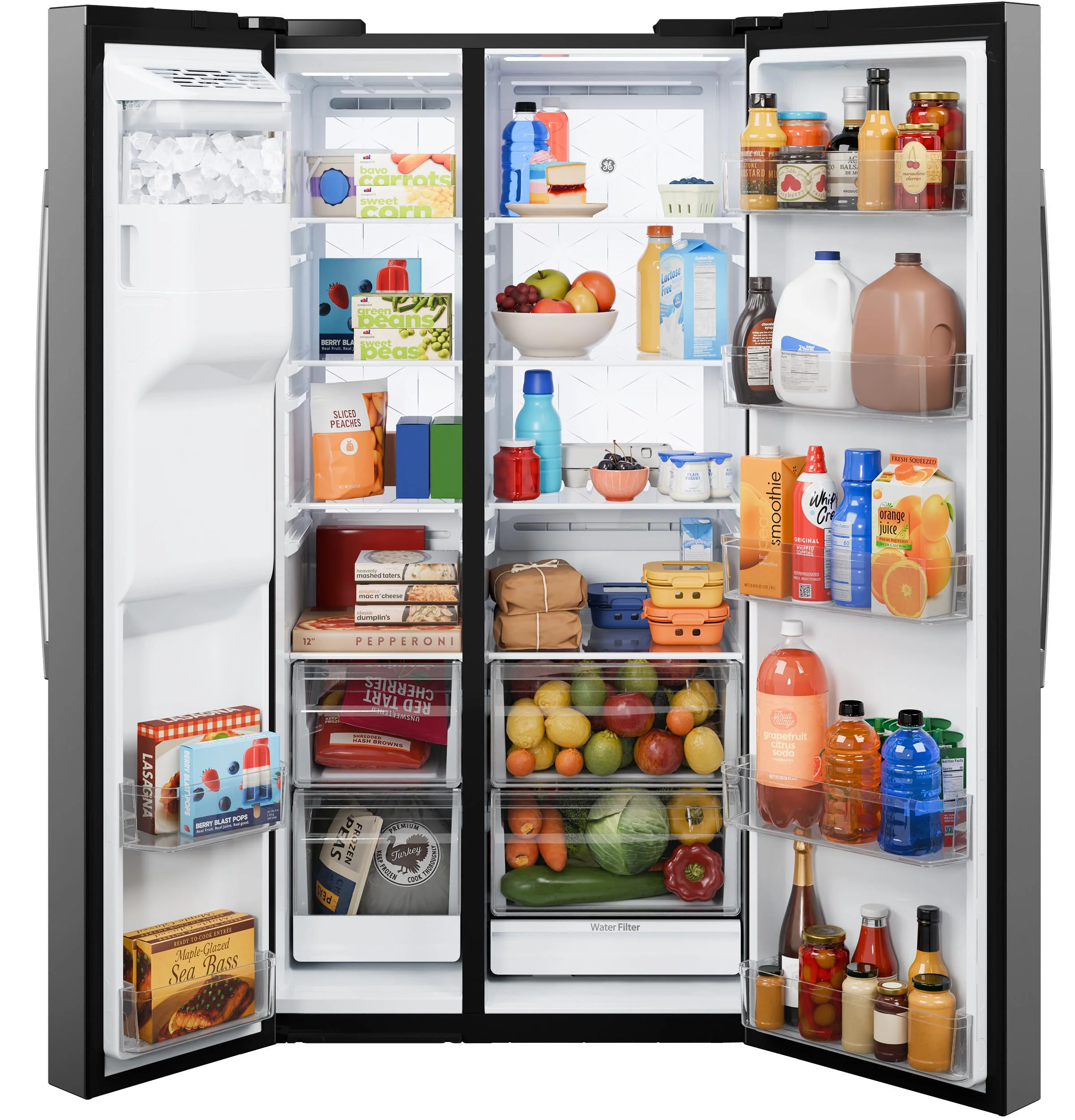 GE® 27.7 Cu. Ft. Side-By-Side Refrigerator with LED Light Walls and Extra Tall Dispenser GSS28PYYFS - Image 3