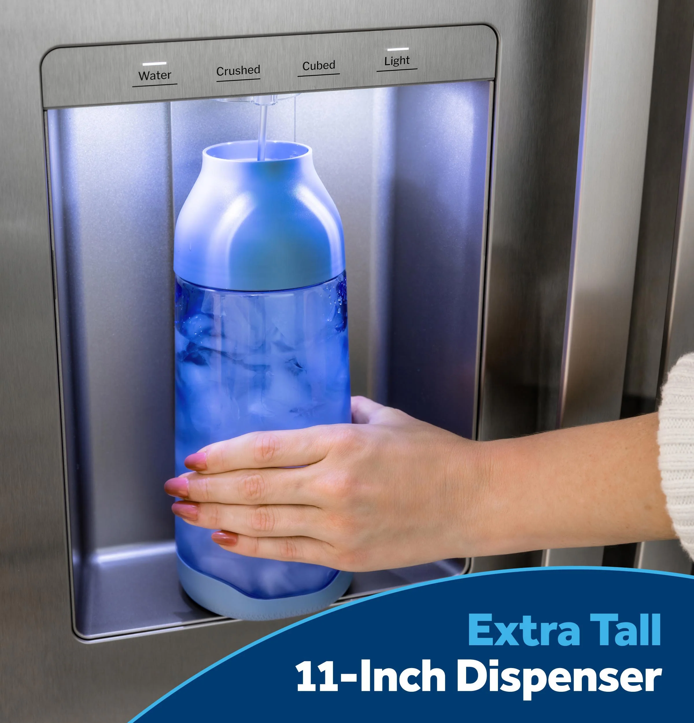 GE® 27.7 Cu. Ft. Side-By-Side Refrigerator with LED Light Walls and Extra Tall Dispenser GSS28PYYFS - Image 8