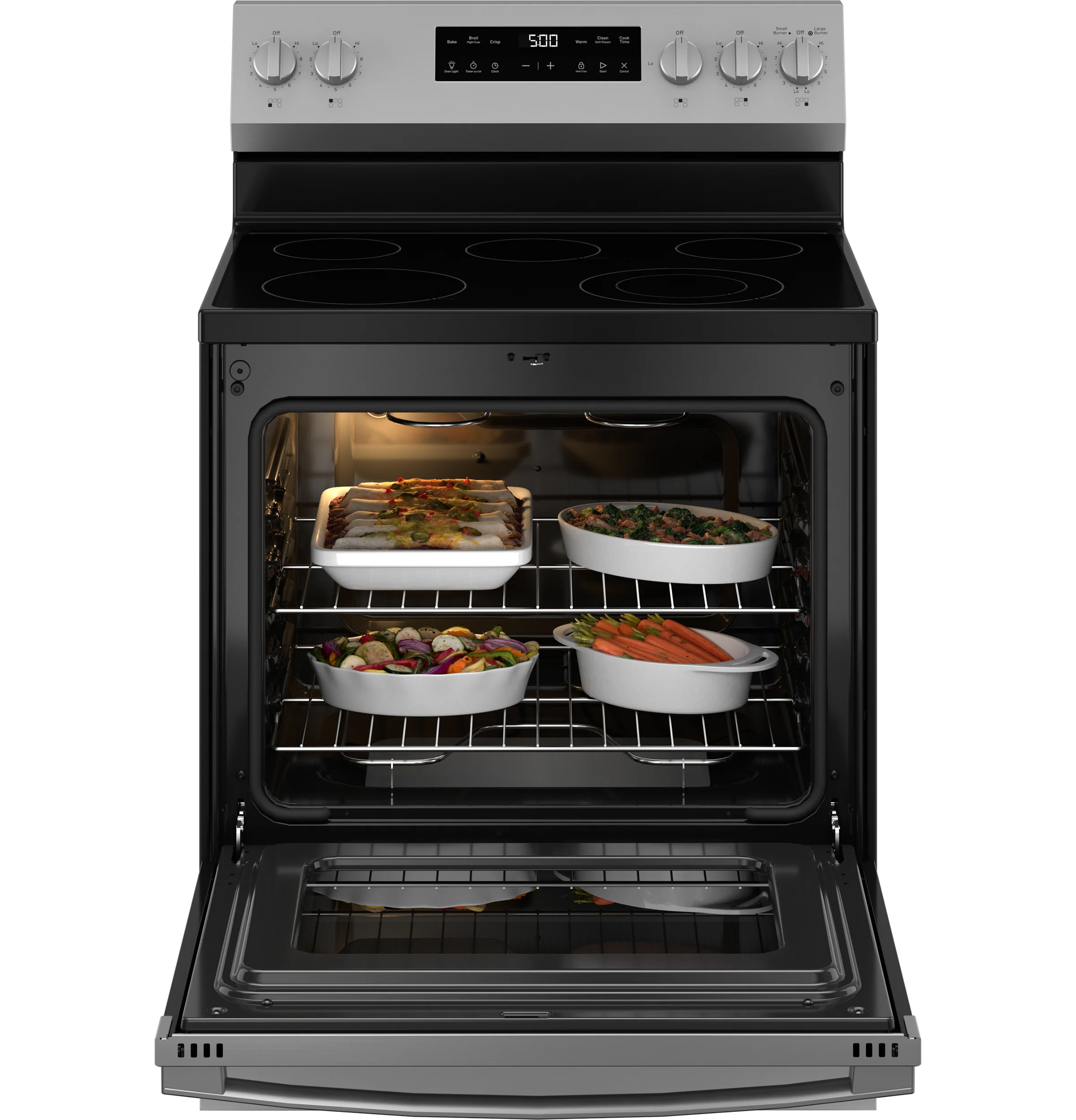 GE® 30" Free-Standing Electric Range with Crisp Mode GRF500PVSS - Image 4