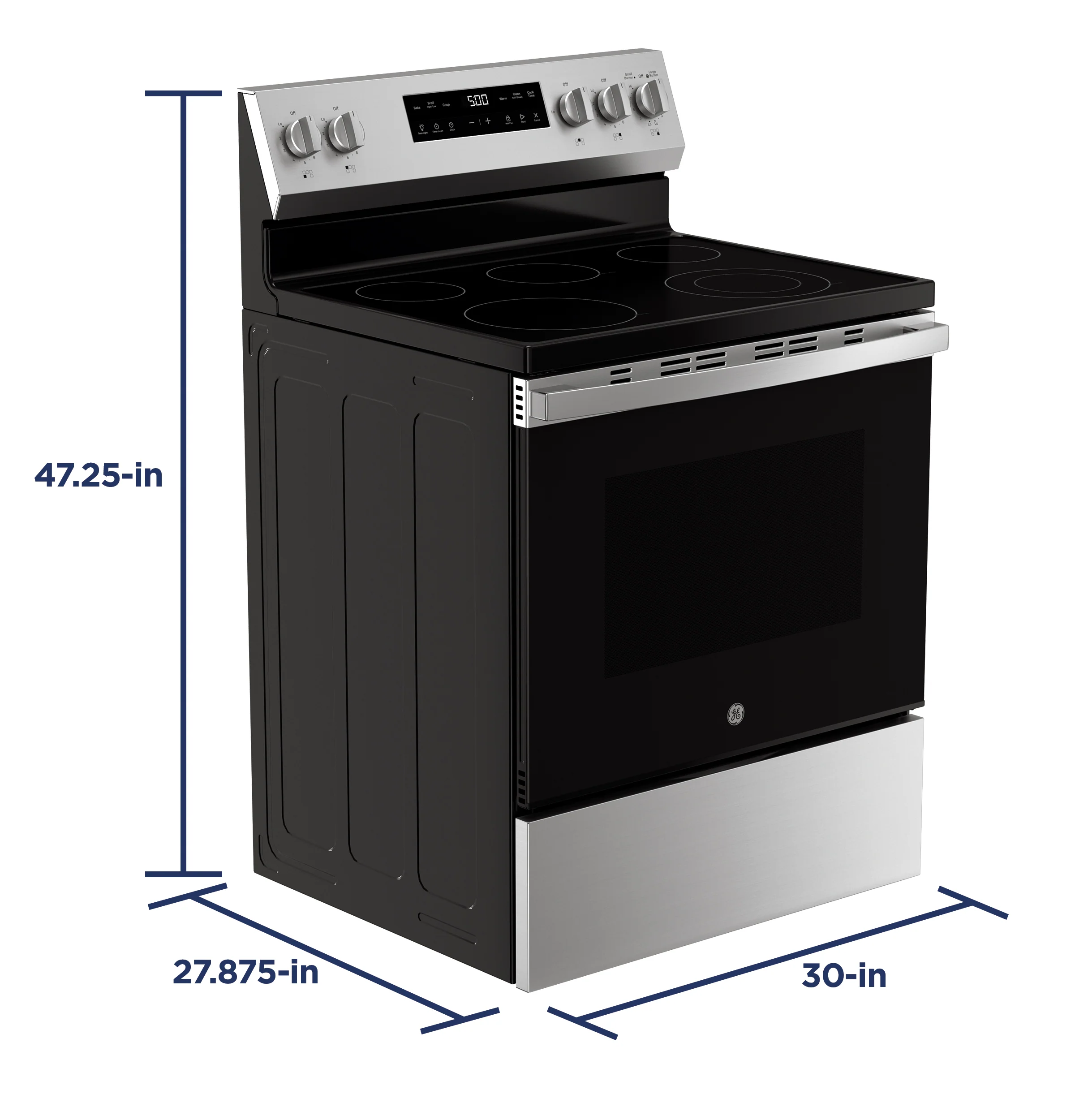 GE® 30" Free-Standing Electric Range with Crisp Mode GRF500PVSS - Image 8