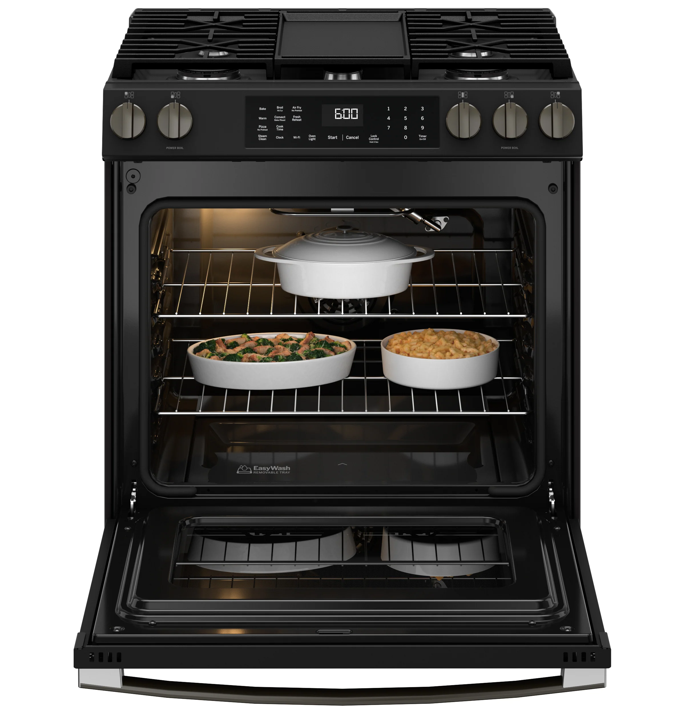 GE® 30" Slide-In Front-Control Convection Gas Range with No Preheat Air Fry and EasyWash™ Oven Tray GGS600AVDS - Image 10