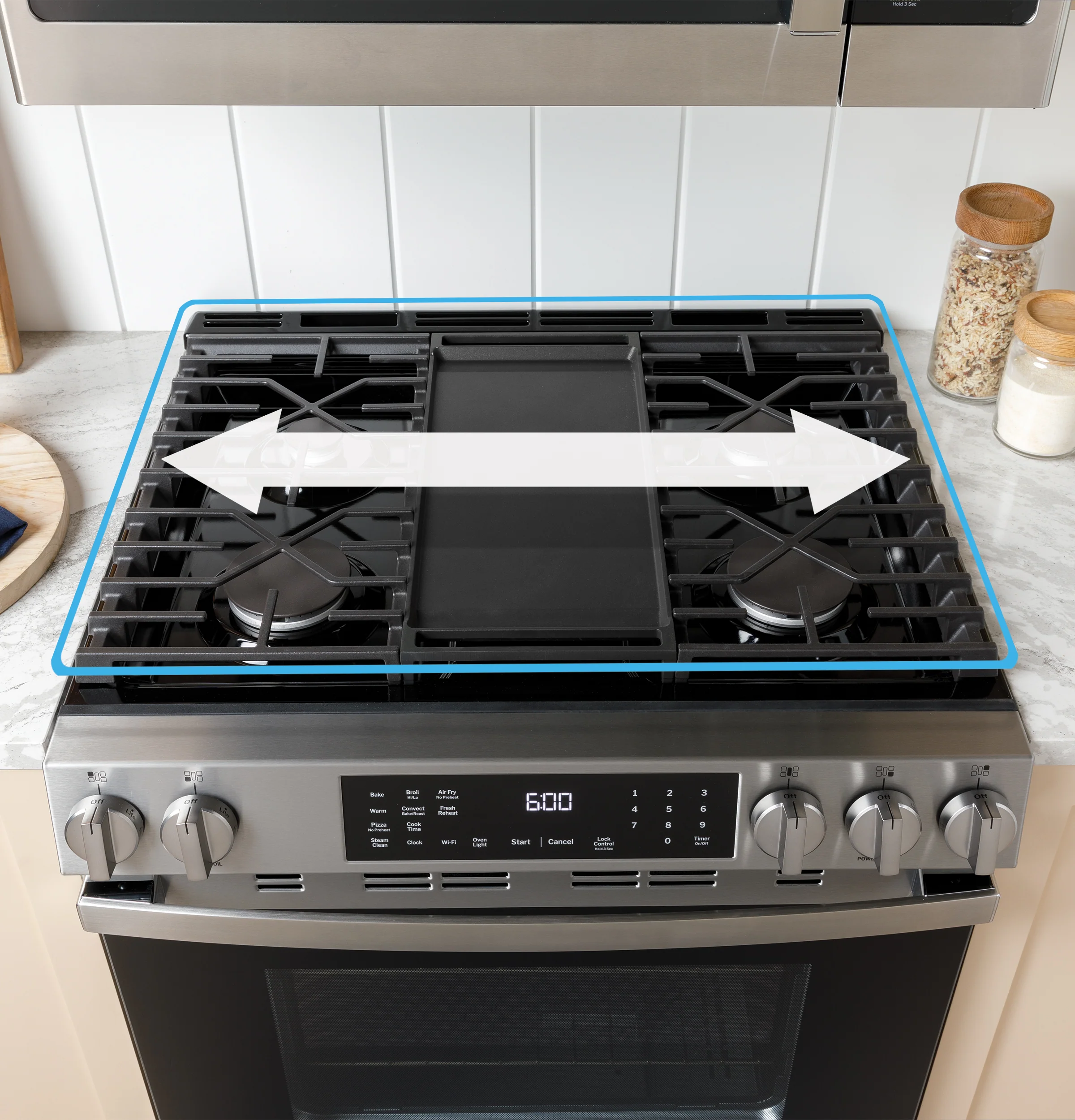GE® 30" Slide-In Front-Control Convection Gas Range with No Preheat Air Fry and EasyWash™ Oven Tray GGS600AVES - Image 7