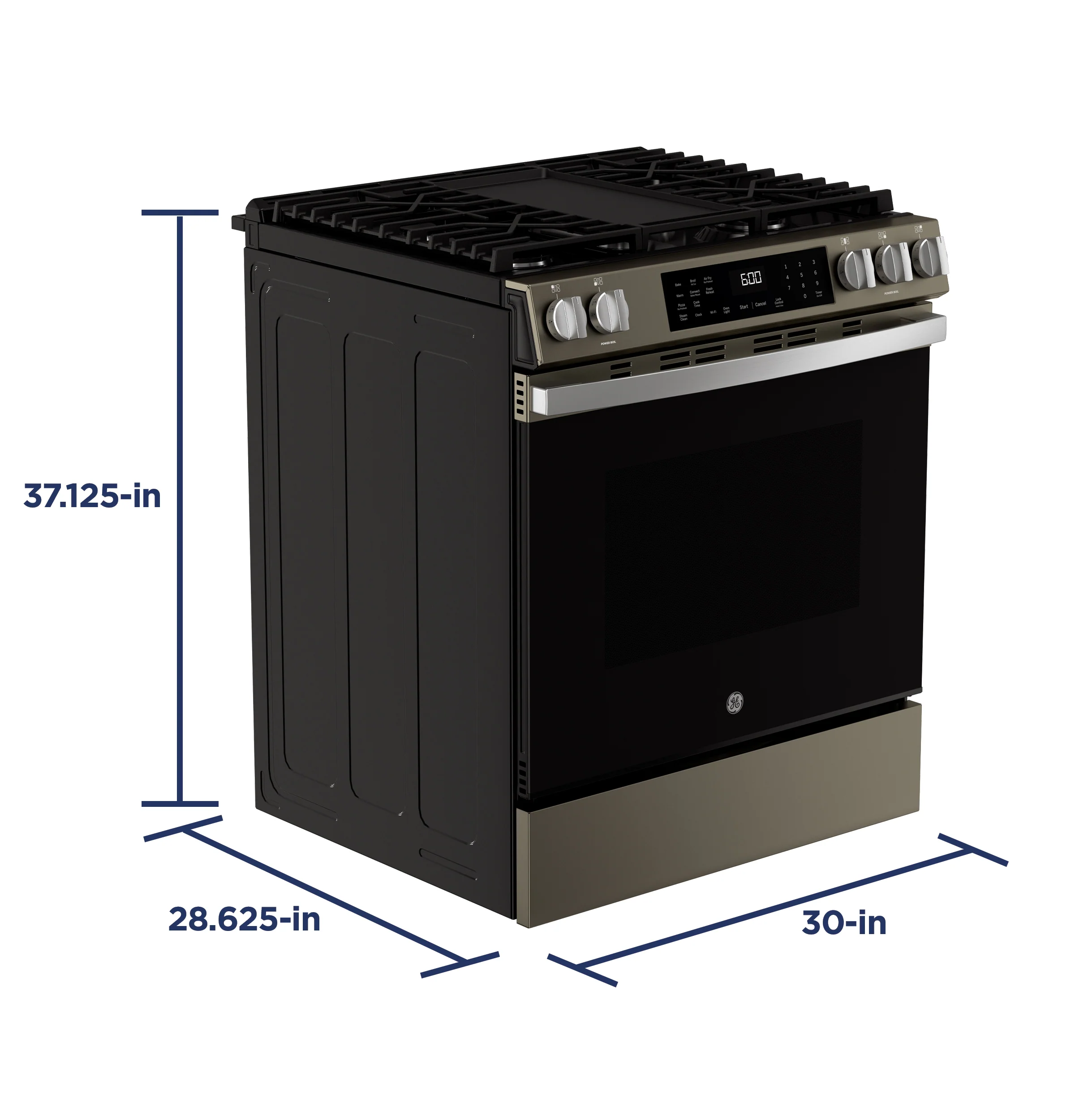 GE® 30" Slide-In Front-Control Convection Gas Range with No Preheat Air Fry and EasyWash™ Oven Tray GGS600AVES - Image 9