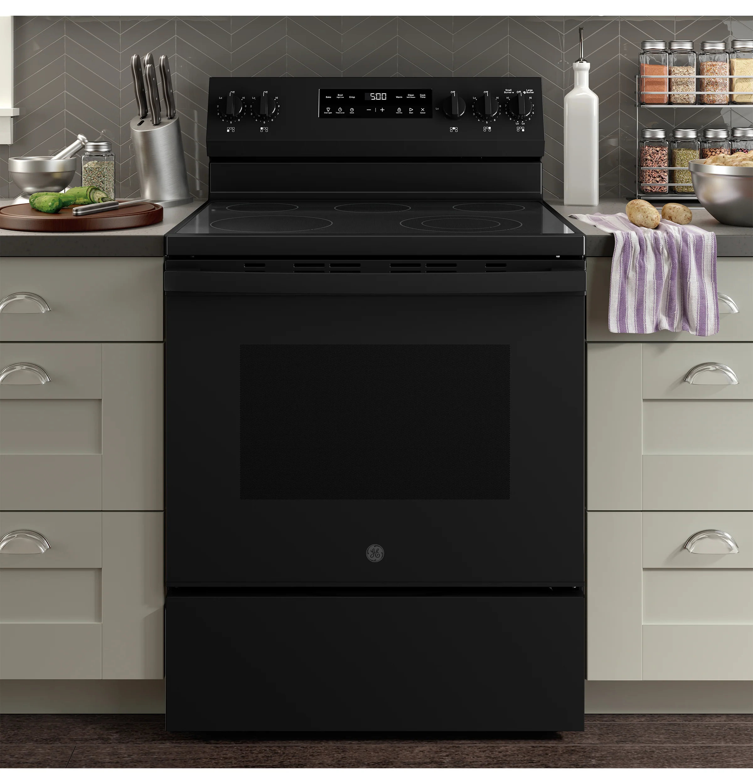 GE® ENERGY STAR® 30" Free-Standing Electric Range with Crisp Mode GRF500PVBB - Image 4