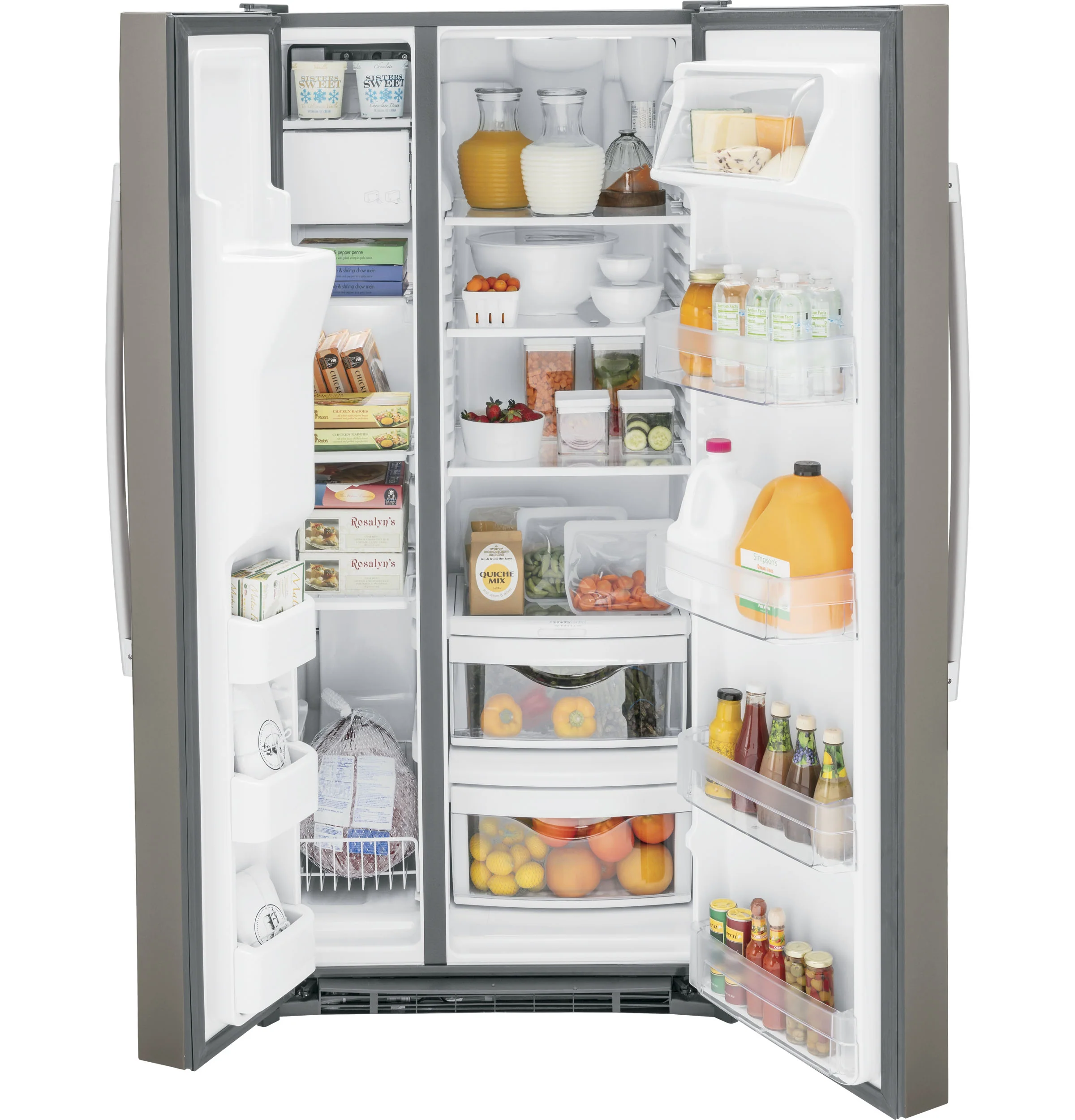 GE 23.0 Cu. Ft. Fingerprint Resistant Slate Side-by-Side Refrigerator GSS23GMPES - Image 3