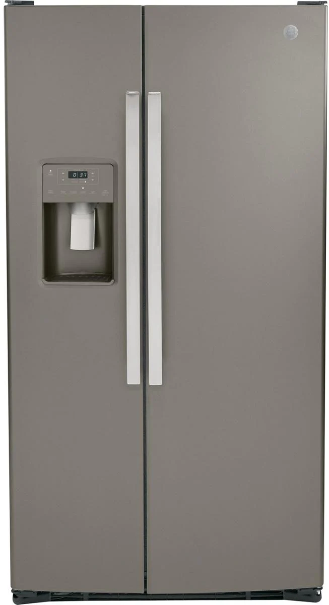 GE 25.3 Cu. Ft. Slate Side-by-Side Refrigerator GSS25GMPES