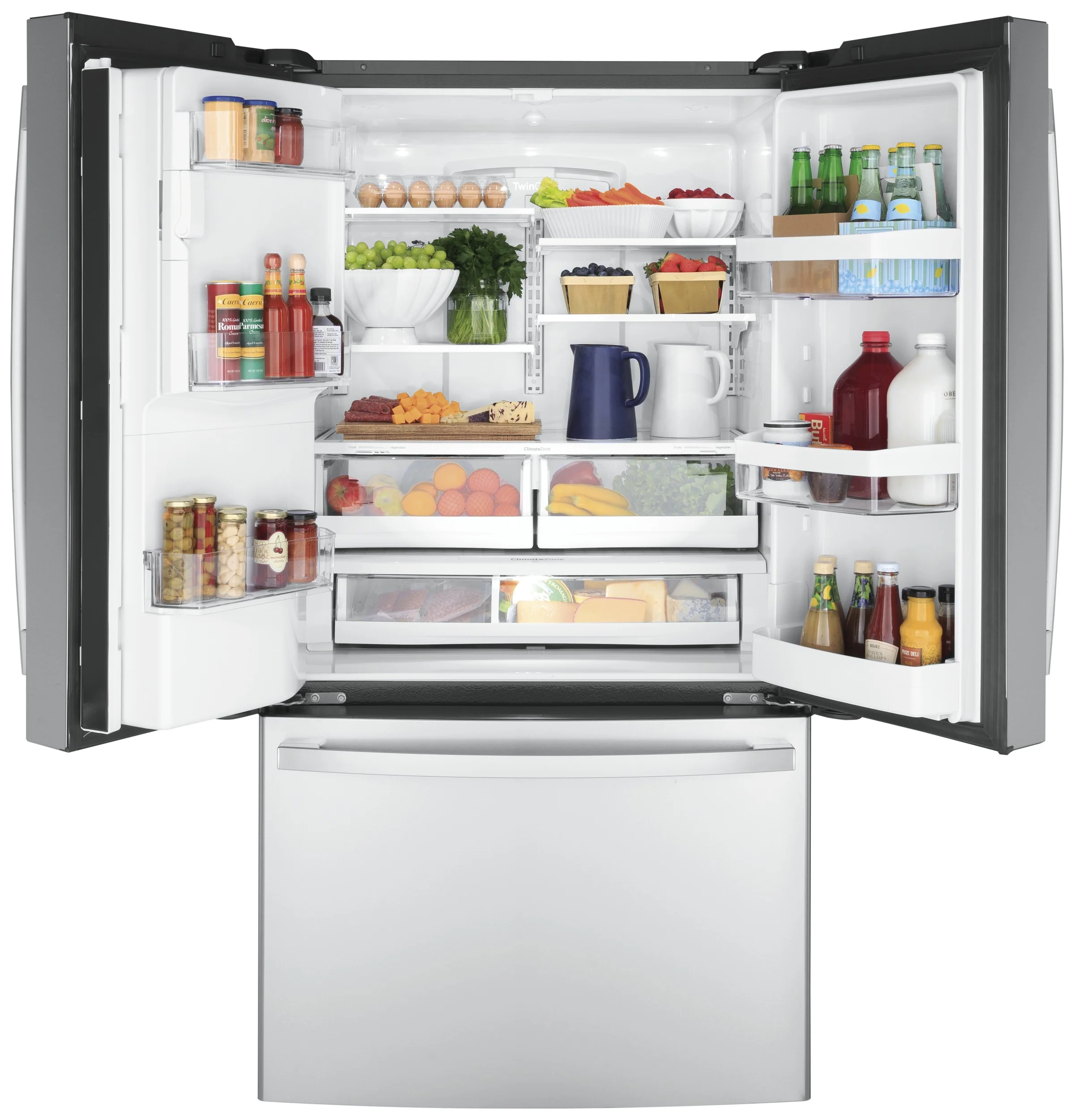 GE ENERGY STAR 22.1 Cu. Ft. Counter-Depth Fingerprint Resistant French-Door Refrigerator GYE22GYNFS - Image 5
