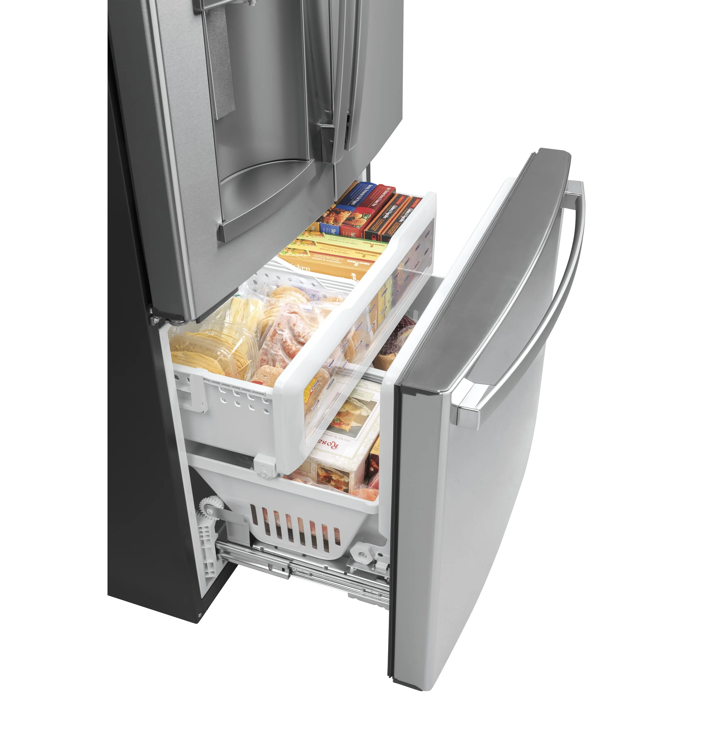 GE ENERGY STAR 22.1 Cu. Ft. Counter-Depth Fingerprint Resistant French-Door Refrigerator GYE22GYNFS - Image 9