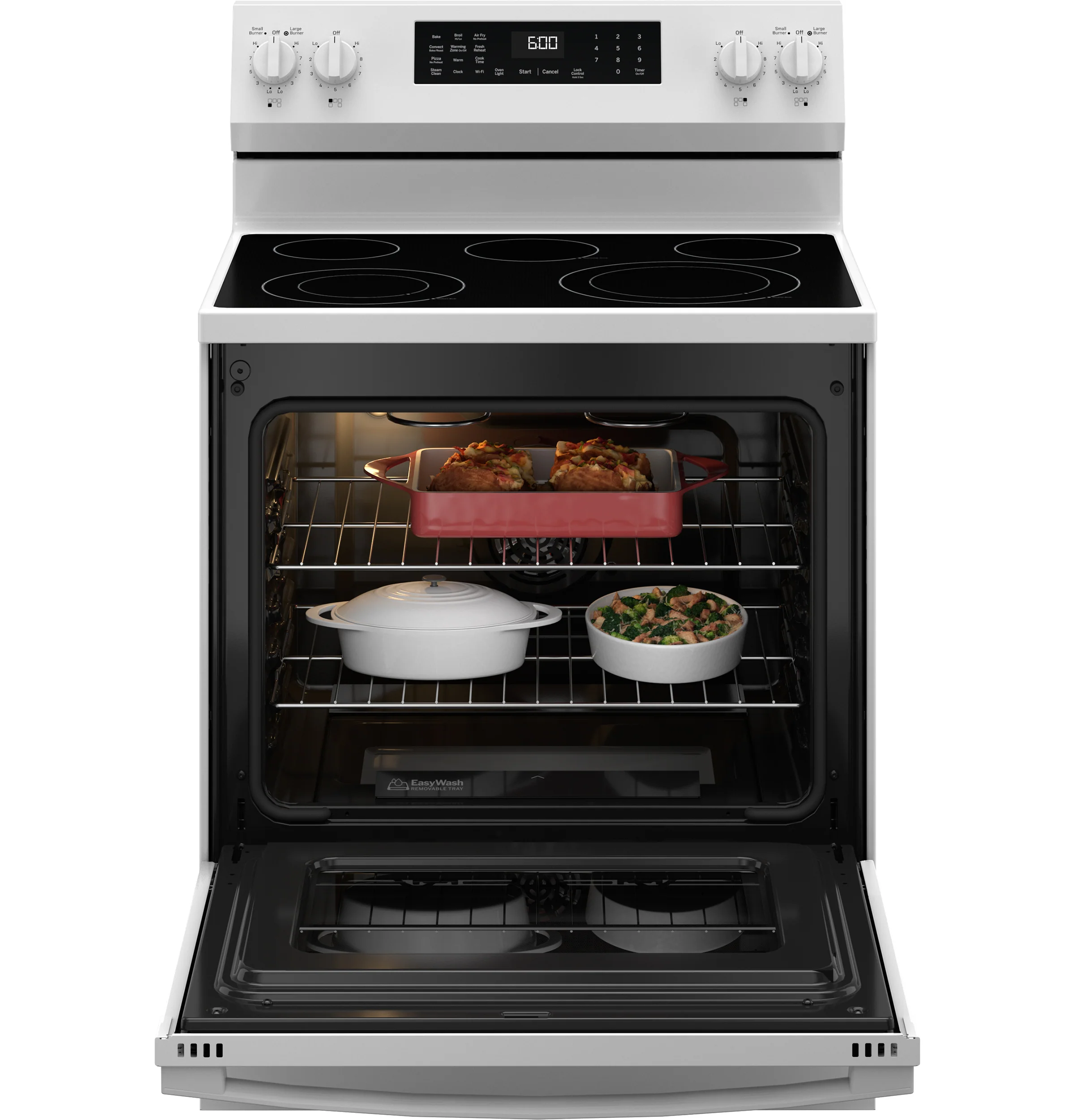 GE ENERGY STAR 30" Free-Standing Electric Convection Range with No Preheat Air Fry and EasyWash Oven Tray GRF600AVWW - Image 6
