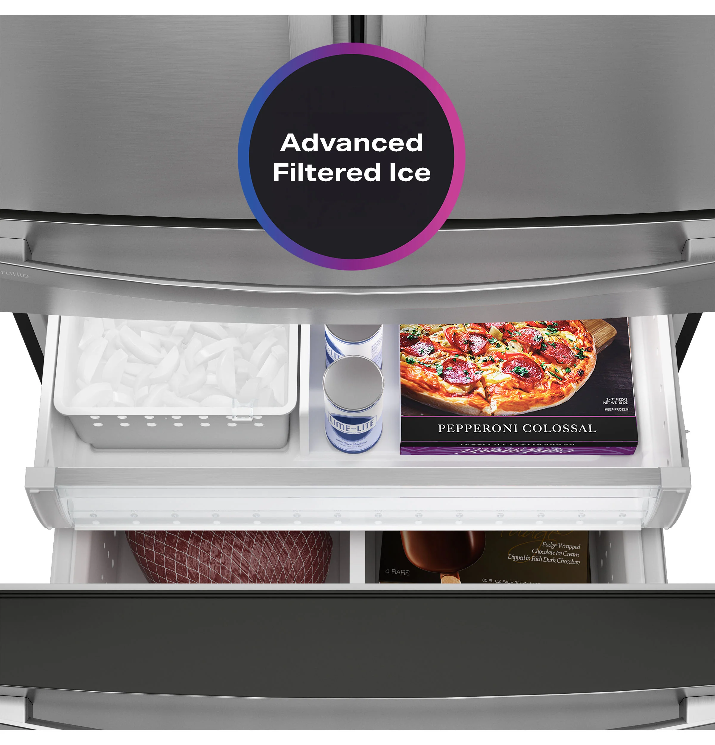 GE Profile™ ENERGY STAR® 28.7 Cu. Ft. Smart Fingerprint Resistant 4-Door French-Door Refrigerator With Dual-Dispense AutoFill Pitcher PGE29BYTFS - Image 3