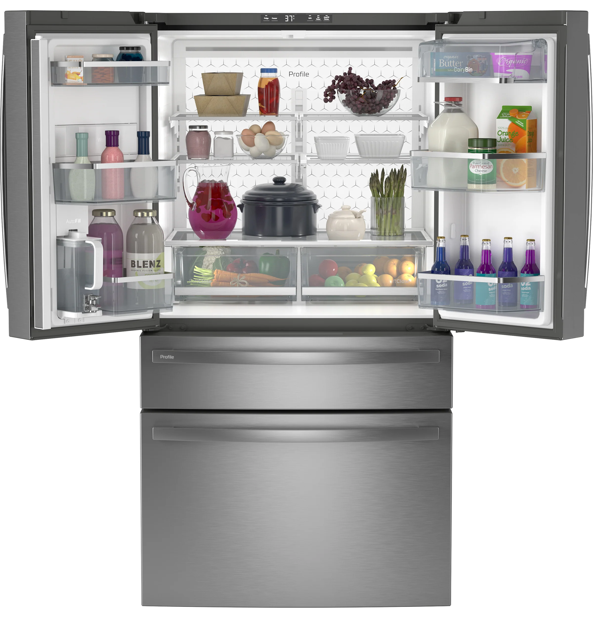 GE Profile™ ENERGY STAR® 28.7 Cu. Ft. Smart Fingerprint Resistant 4-Door French-Door Refrigerator With Dual-Dispense AutoFill Pitcher PGE29BYTFS - Image 4
