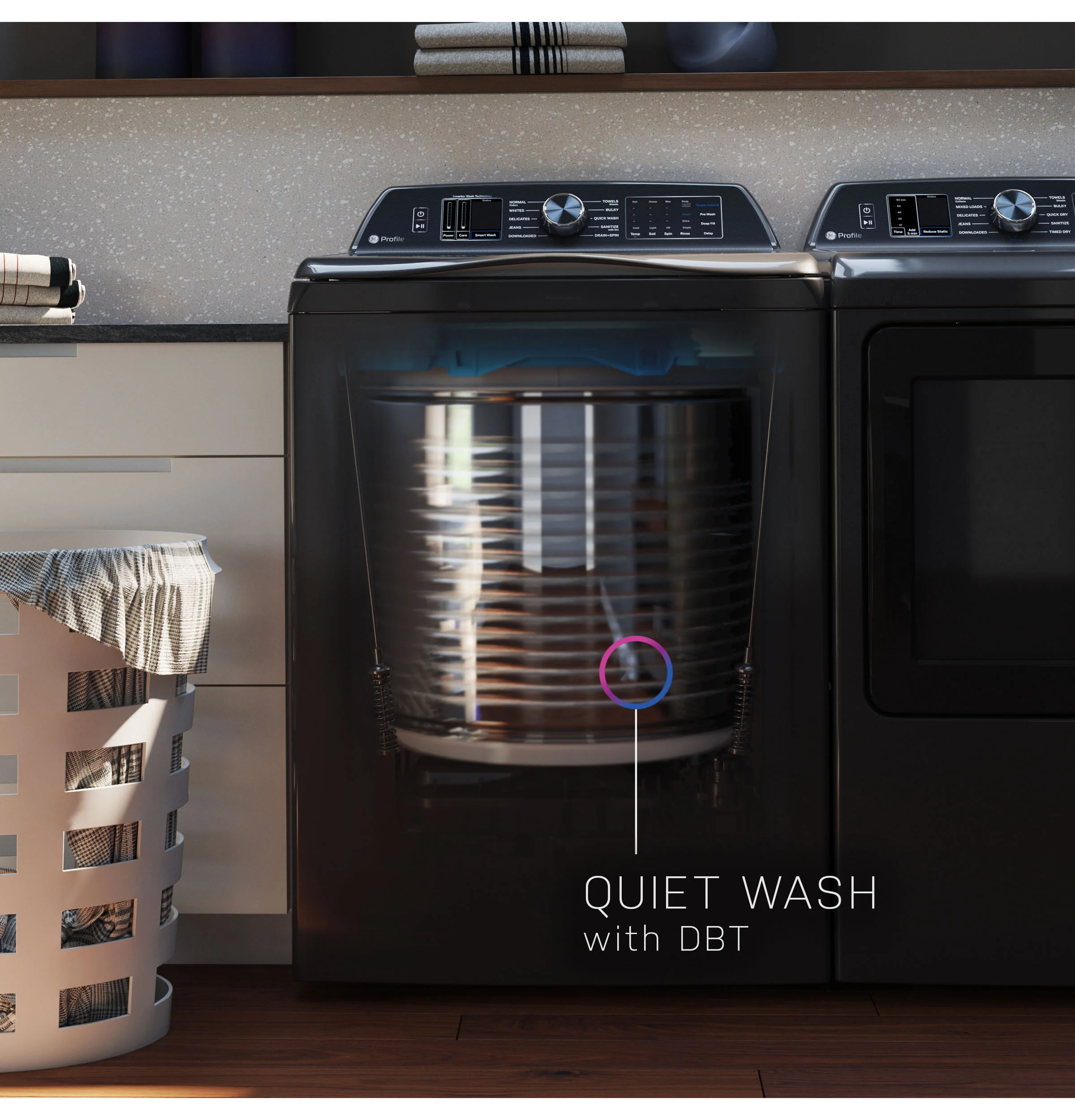 GE Profile™ ENERGY STAR® 5.4  cu. ft. Capacity Washer with Smarter Wash Technology and FlexDispense™ PTW700BSTWS - Image 5