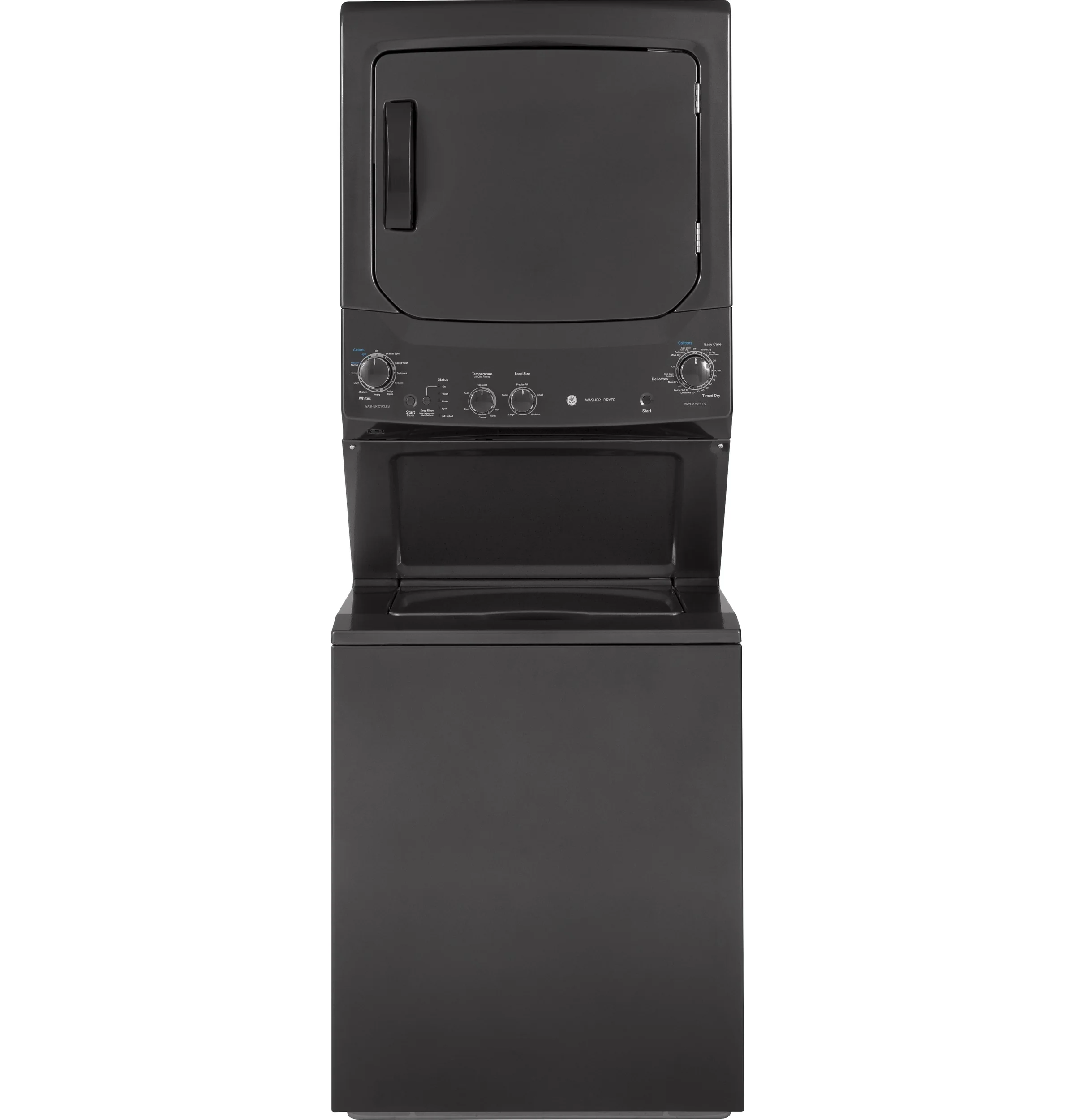 GE Unitized Spacemaker® 3.8 cu. ft. Capacity Washer with Stainless Steel Basket and 5.9 cu. ft. Capacity Electric Dryer GUD27ESPMDG