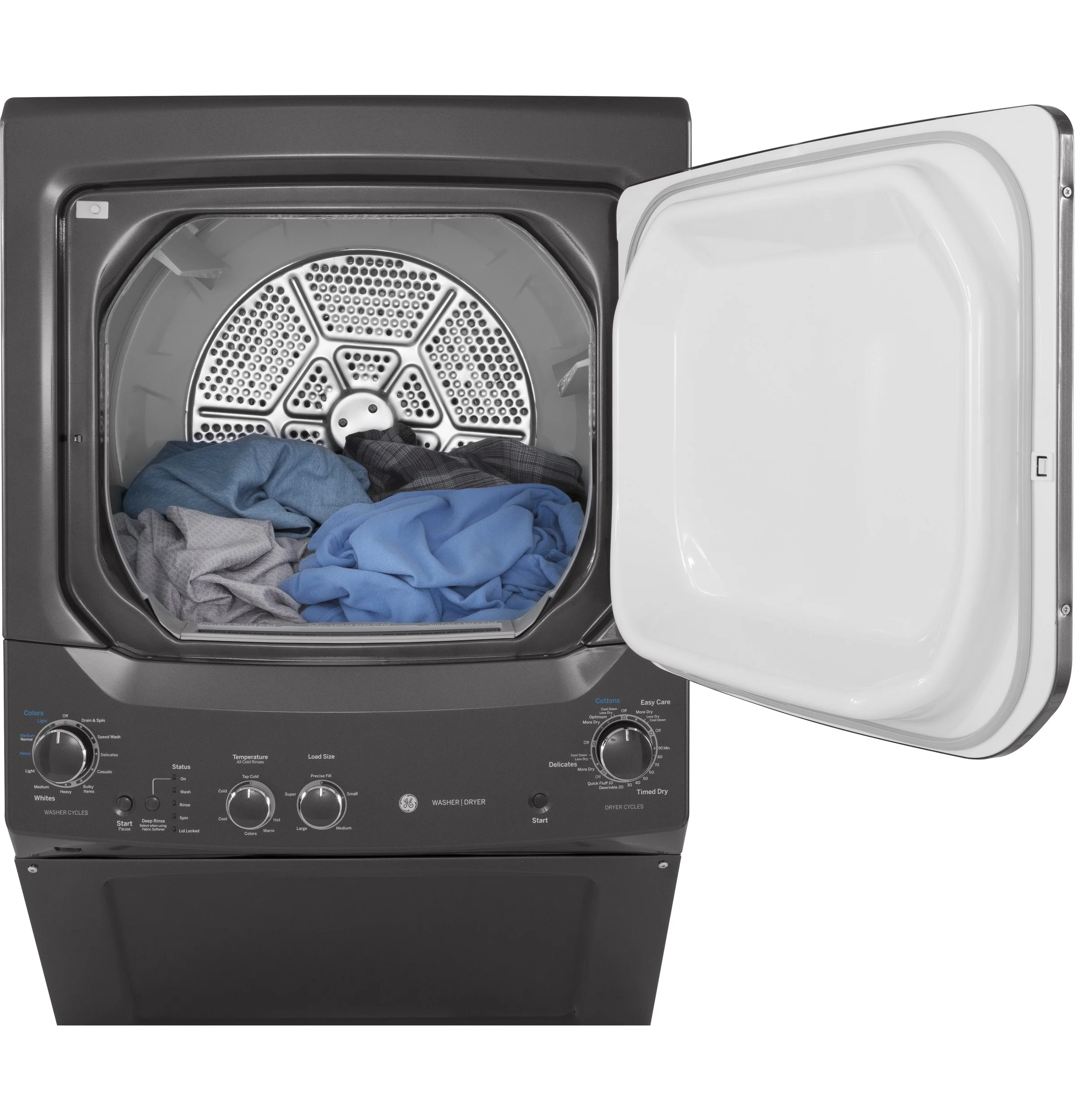 GE Unitized Spacemaker® 3.8 cu. ft. Capacity Washer with Stainless Steel Basket and 5.9 cu. ft. Capacity Electric Dryer GUD27ESPMDG - Image 5