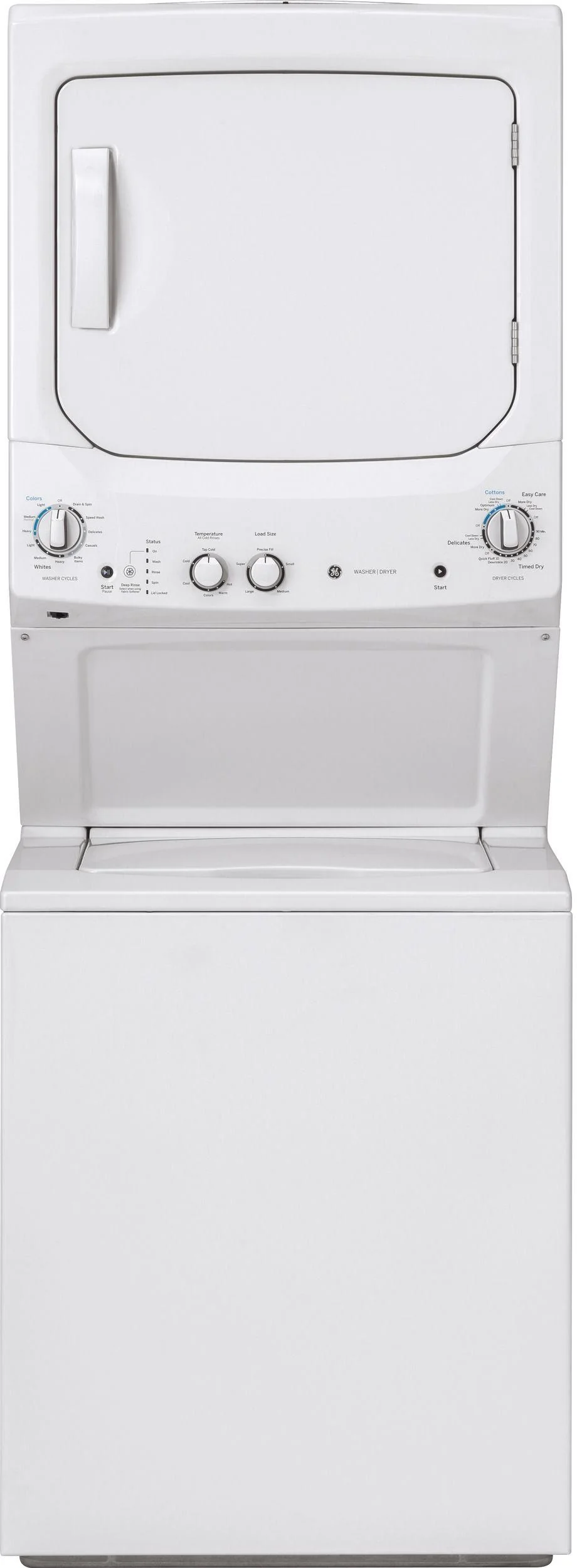 GE Unitized Spacemaker 3.8 Cu. Ft. Washer, 5.9 Cu. Ft. White On White Electric Dryer GUD27ESSMWW