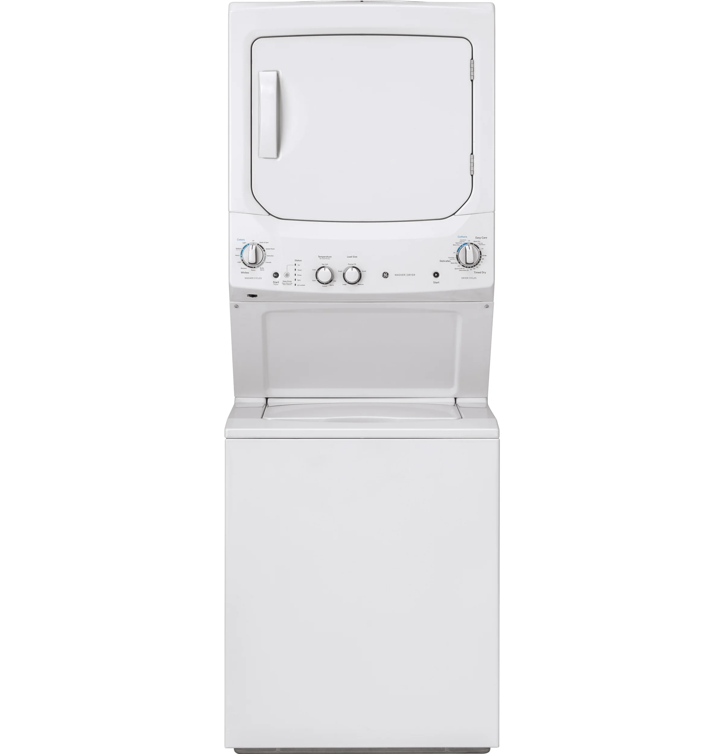GE Unitized Spacemaker 3.8 Cu. Ft. Washer, 5.9 Cu. Ft. White On White Electric Dryer GUD27ESSMWW - Image 2