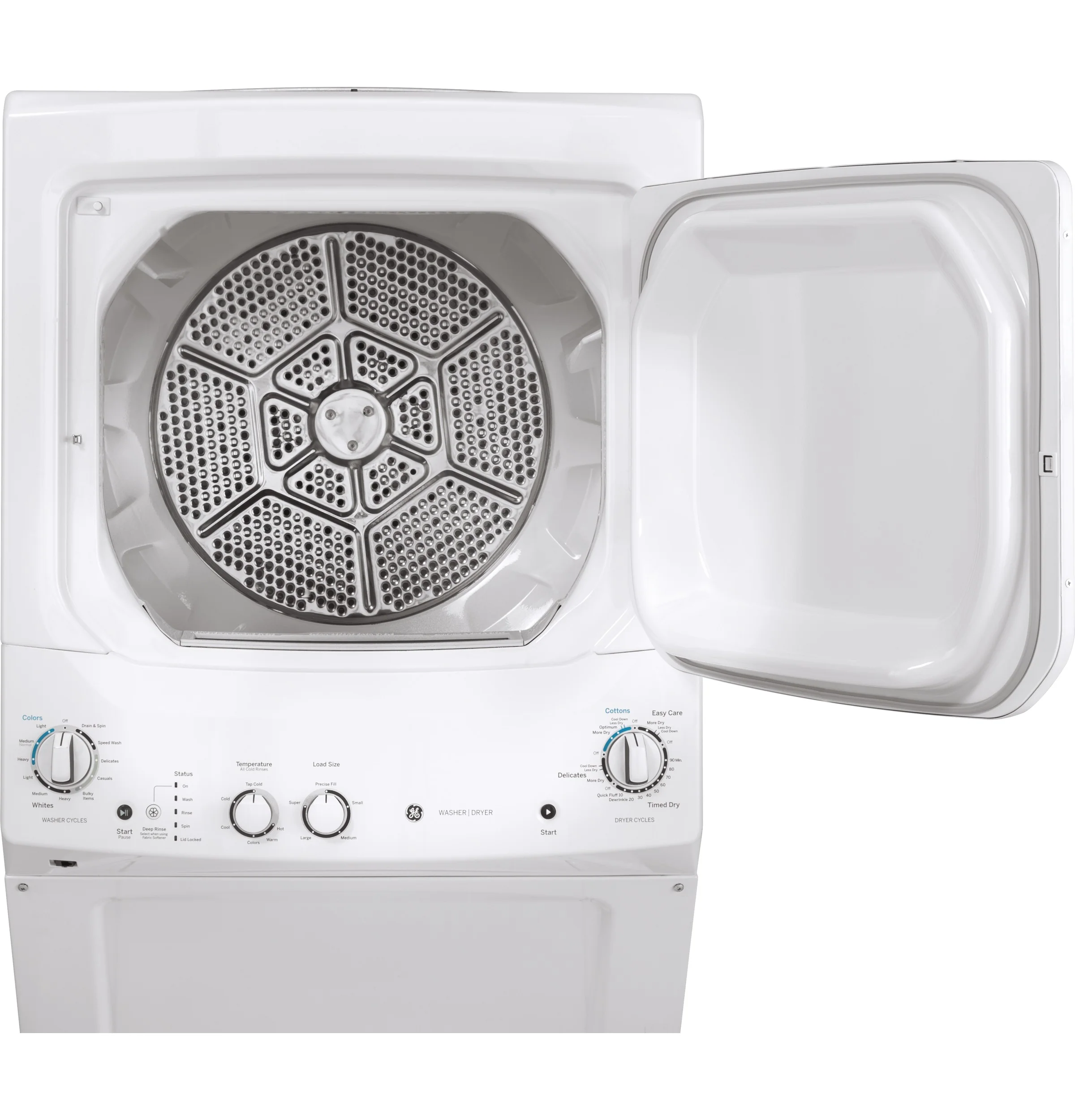 GE Unitized Spacemaker 3.8 Cu. Ft. Washer, 5.9 Cu. Ft. White On White Electric Dryer GUD27ESSMWW - Image 4