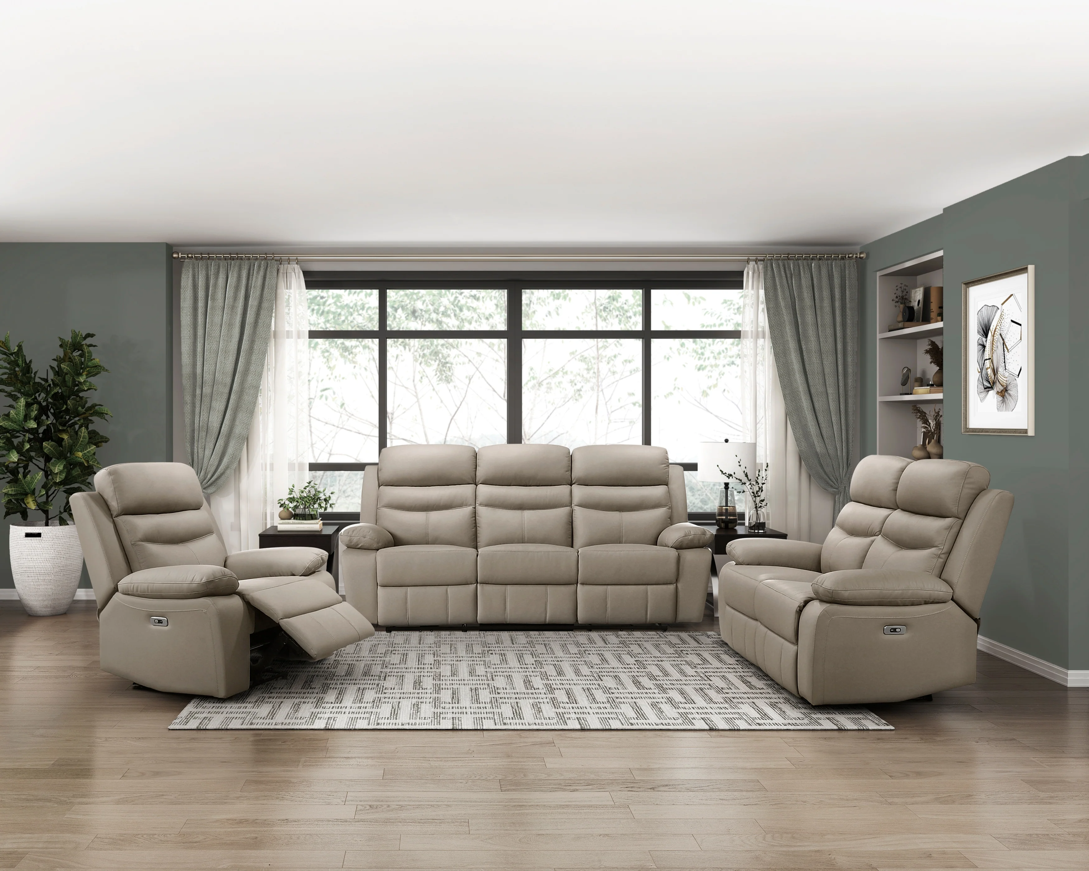 Hancock Power Double Reclining Loveseat in Beige - 9628LTE-2PW - Image 6