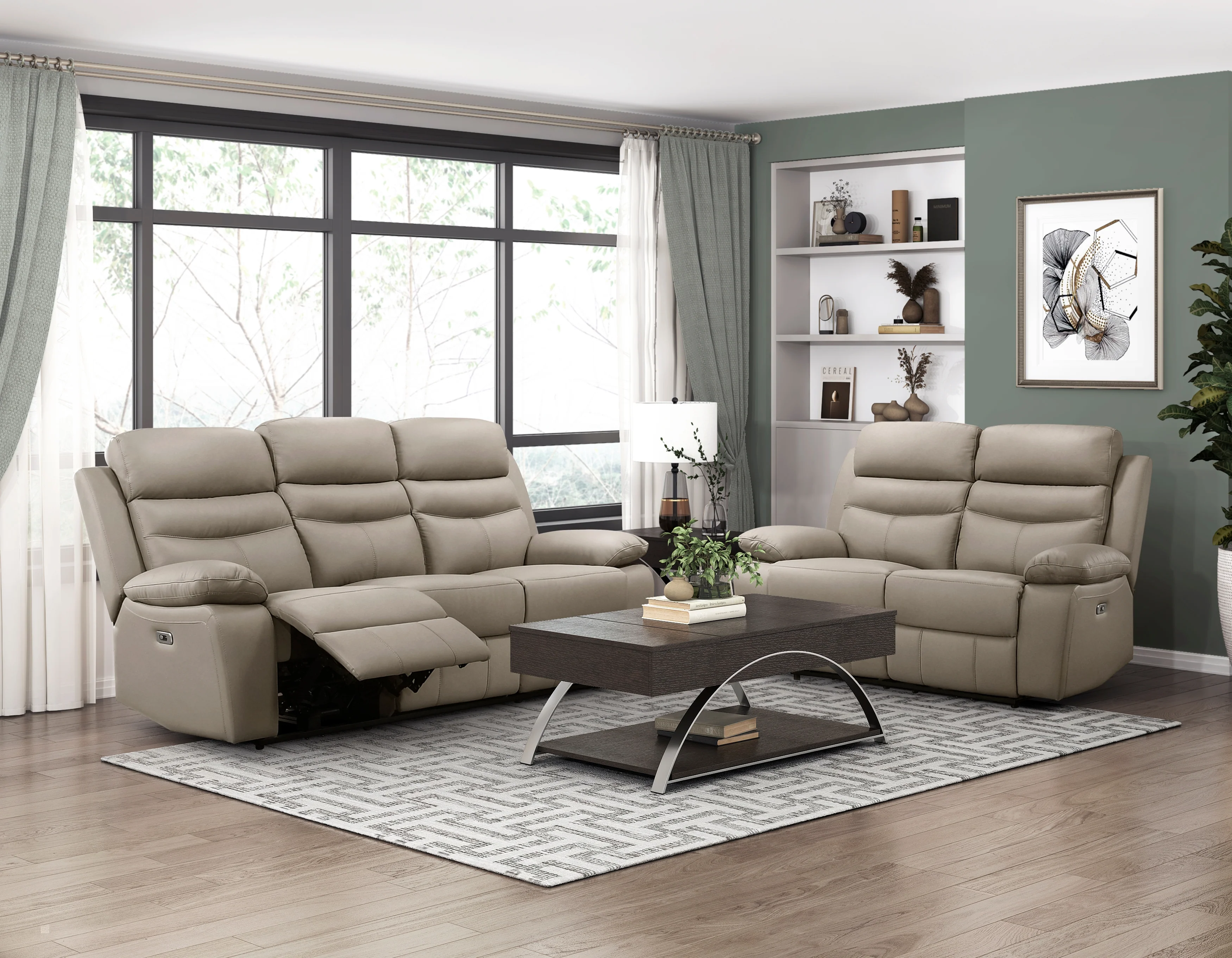 Hancock Power Double Reclining Sofa in Beige - 9628LTE-3PW - Image 5