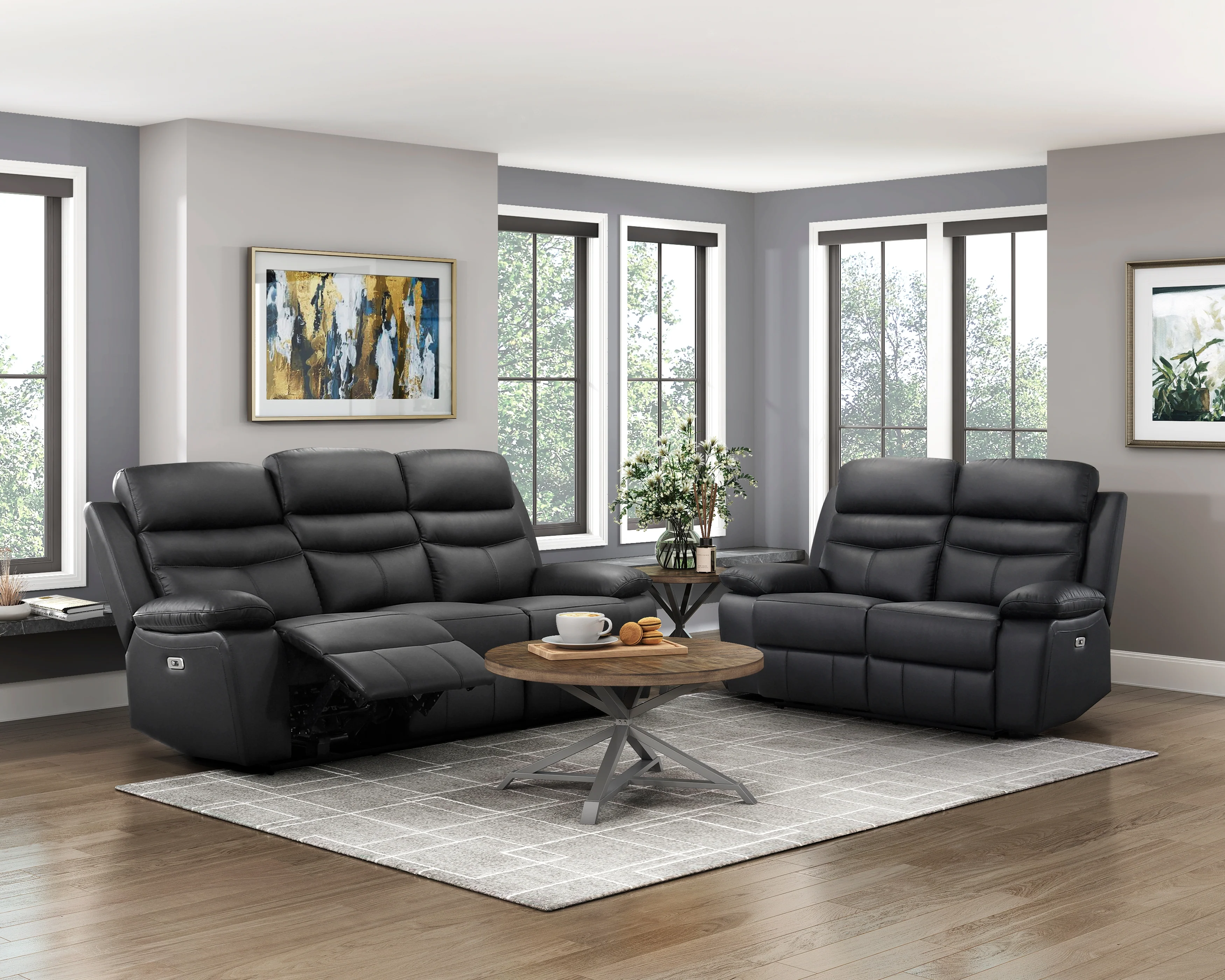 Hancock Power Double Reclining Sofa in Black - 9628BLK-3PW - Image 5