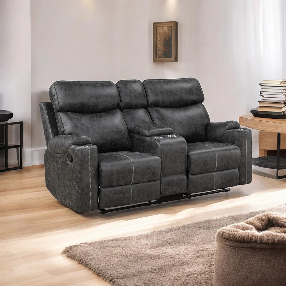 Hirah Motion Loveseat w/Console & USB Port - Image 7