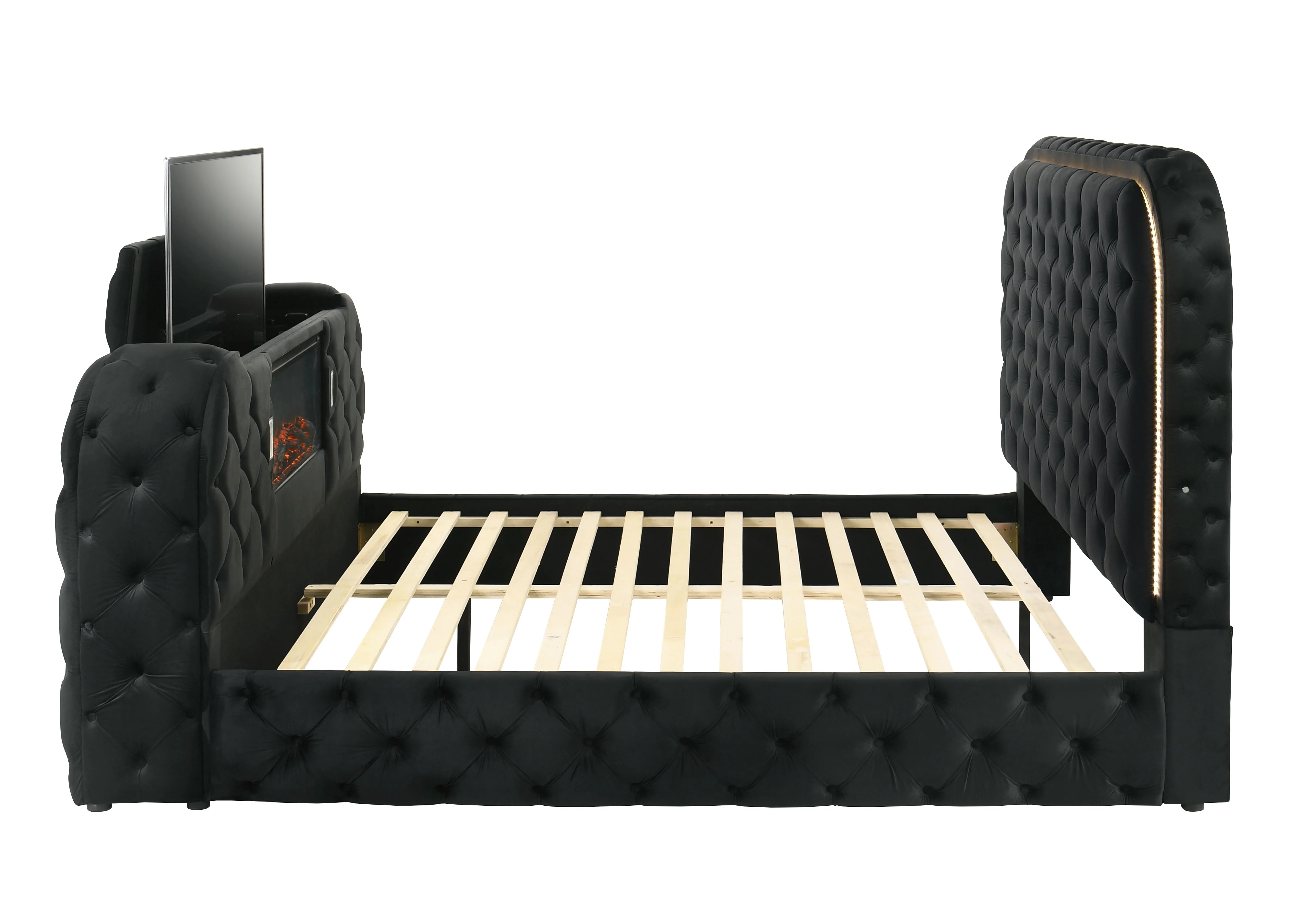 Kana Eastern King Bed w/LED, Fireplace & TV Cabinet - Image 13