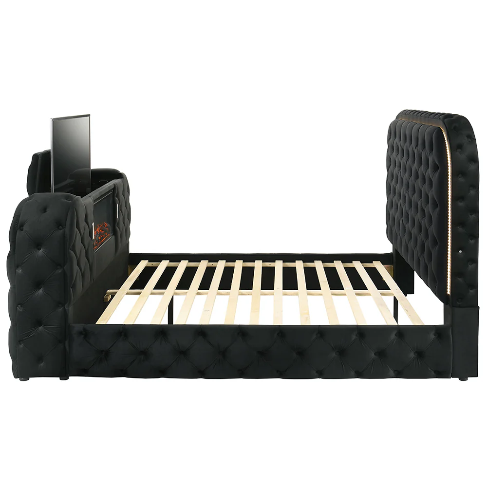 Kana Eastern King Bed w/LED, Fireplace & TV Cabinet - Image 4