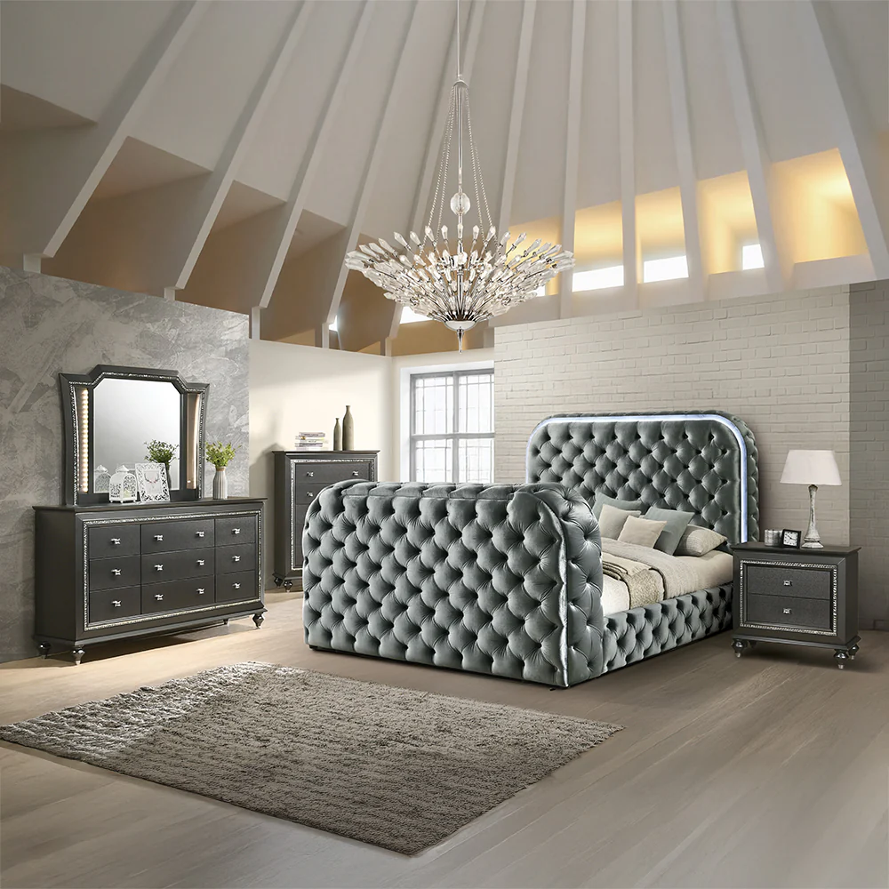 Kana Eastern King Bed w/LED, Fireplace & TV Stand - Image 7