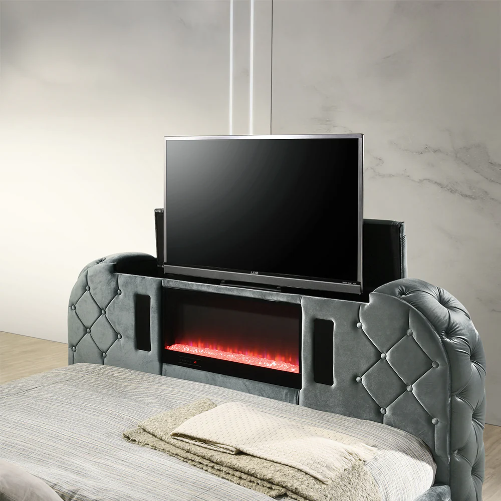 Kana Queen Bed w/LED, Fireplace & TV Stand - Image 3