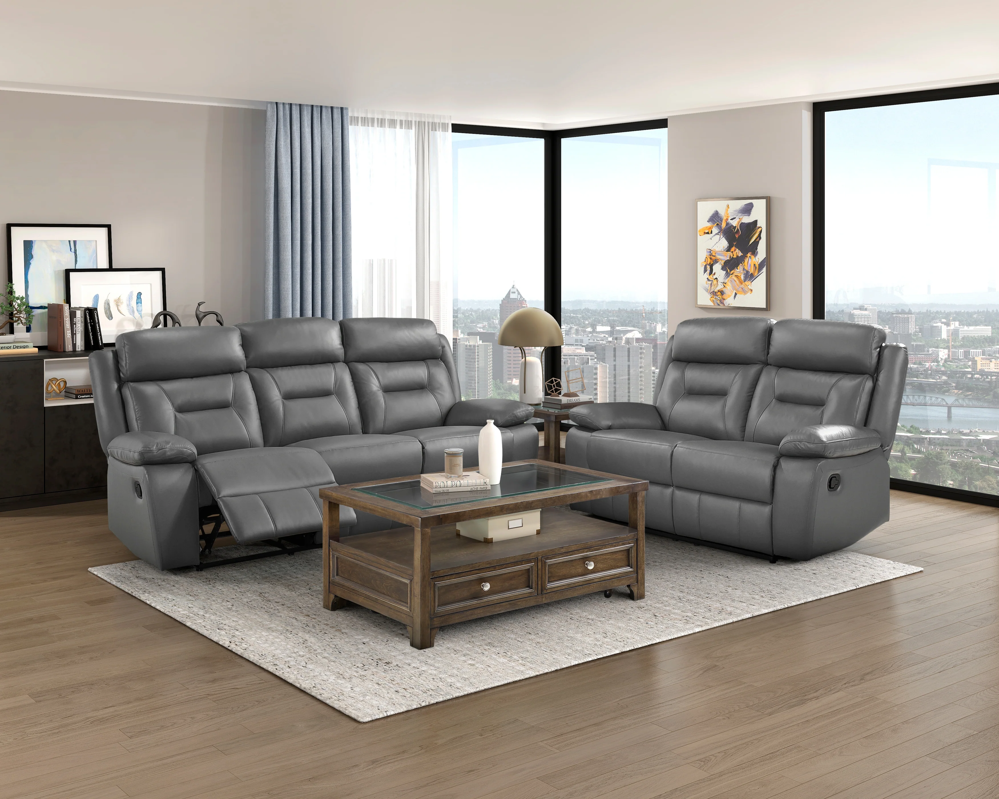 Laconia Double Reclining Loveseat in Gray - 9629DGY-2 - Image 5