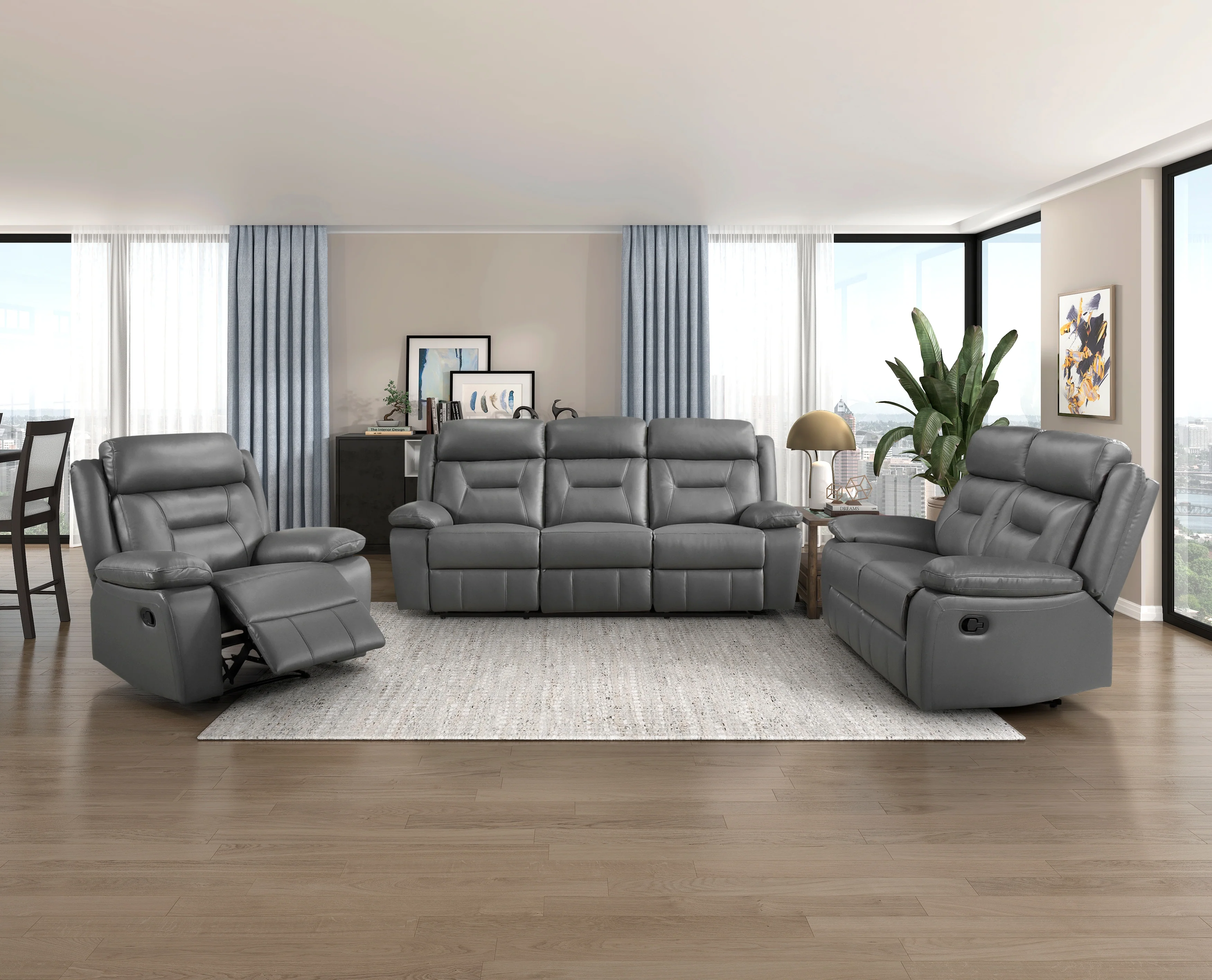 Laconia Double Reclining Loveseat in Gray - 9629DGY-2 - Image 6