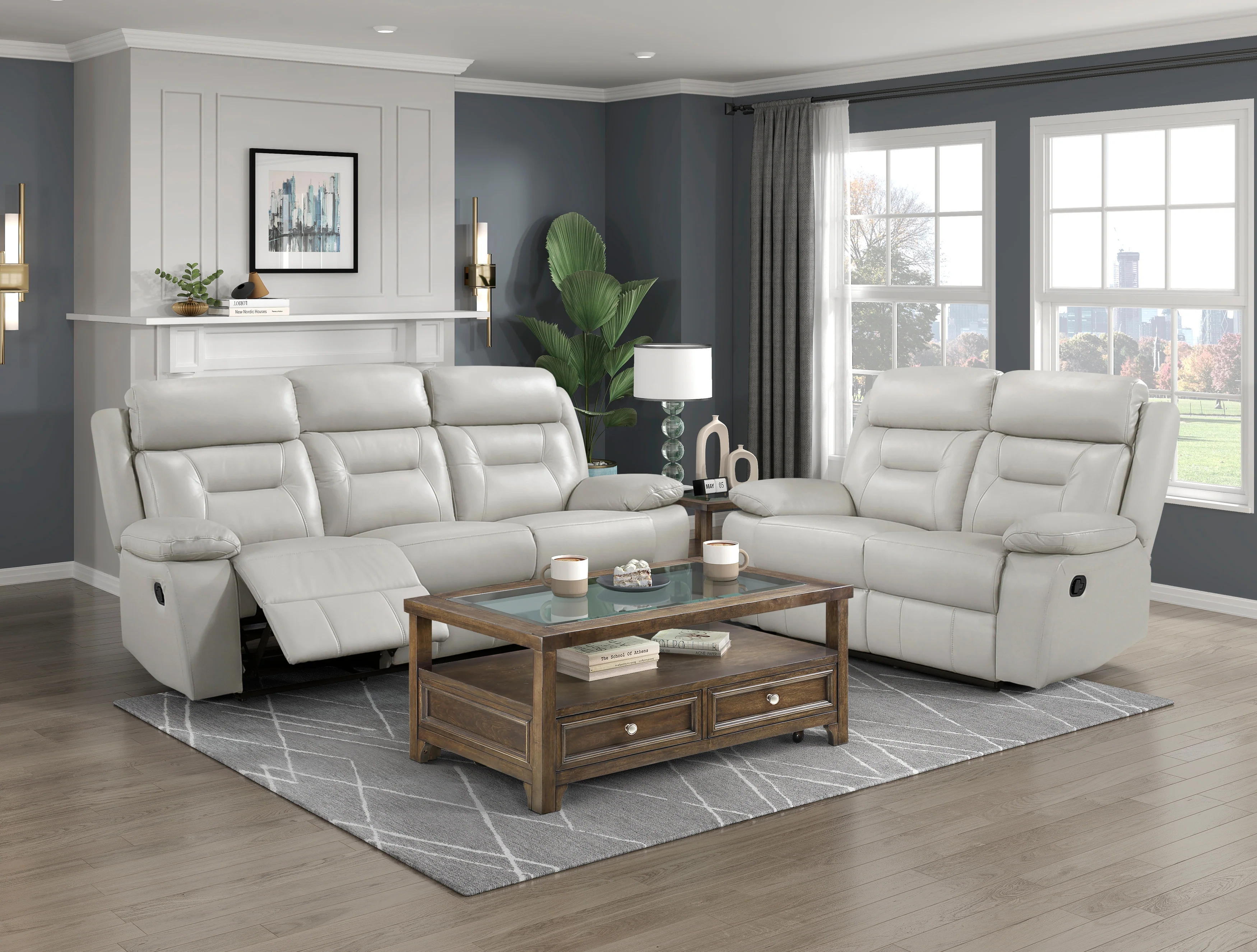 Laconia Double Reclining Loveseat in Gray - 9629SVE-2 - Image 5