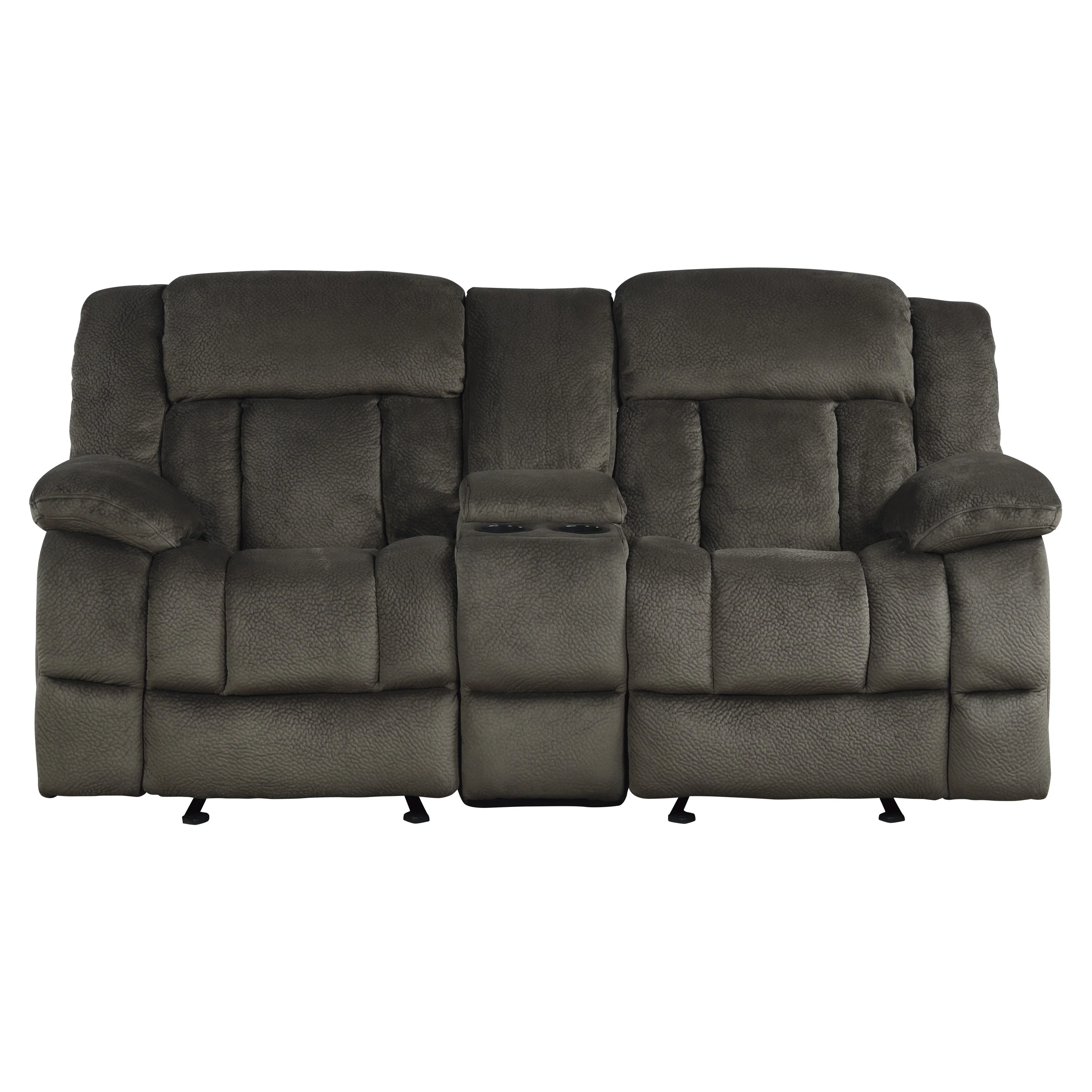 Laurelton Double Glider Reclining Loveseat with Center Console in Brown - 9636-2
