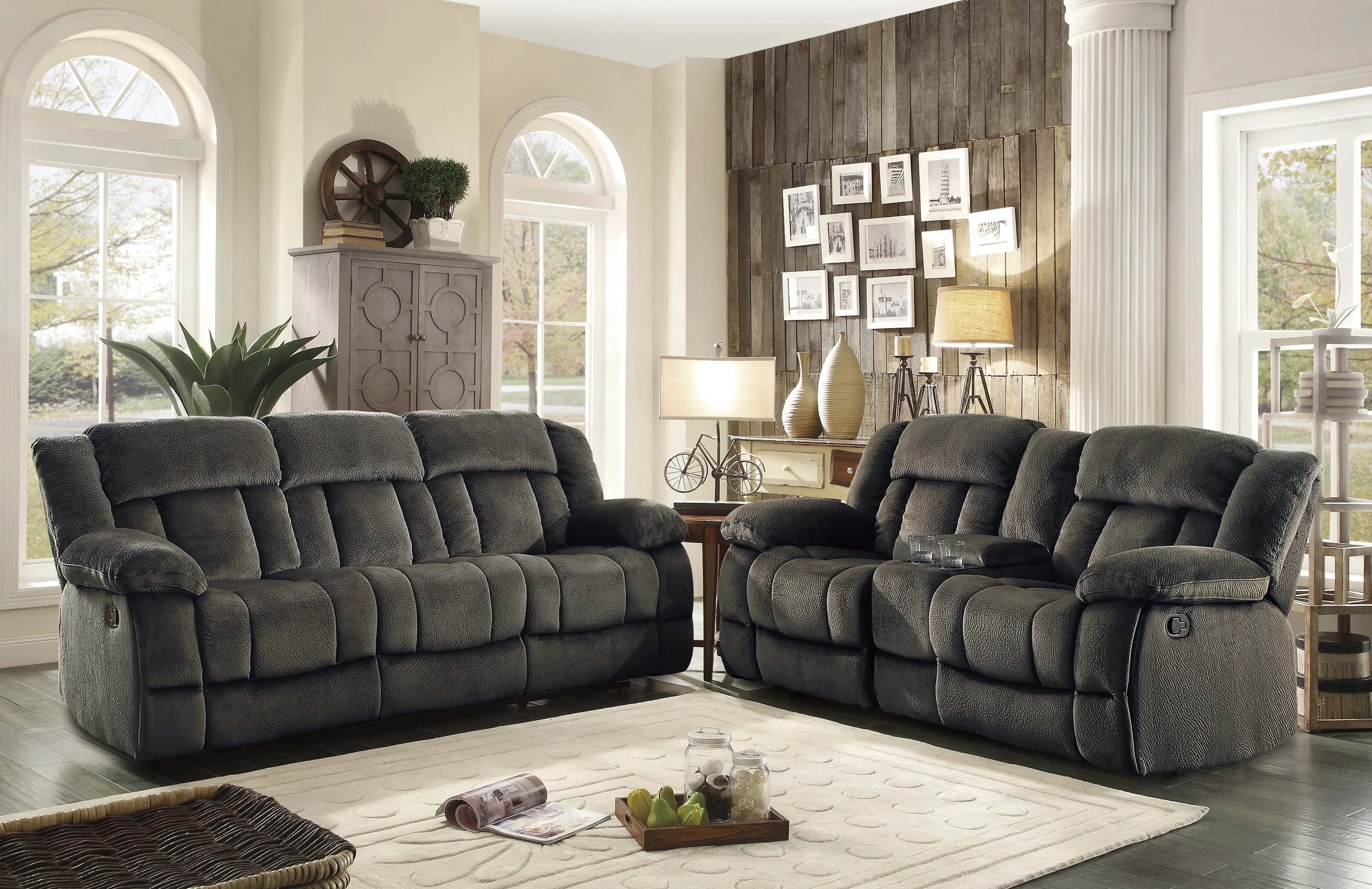 Laurelton Double Glider Reclining Loveseat with Center Console in Brown - 9636-2 - Image 3