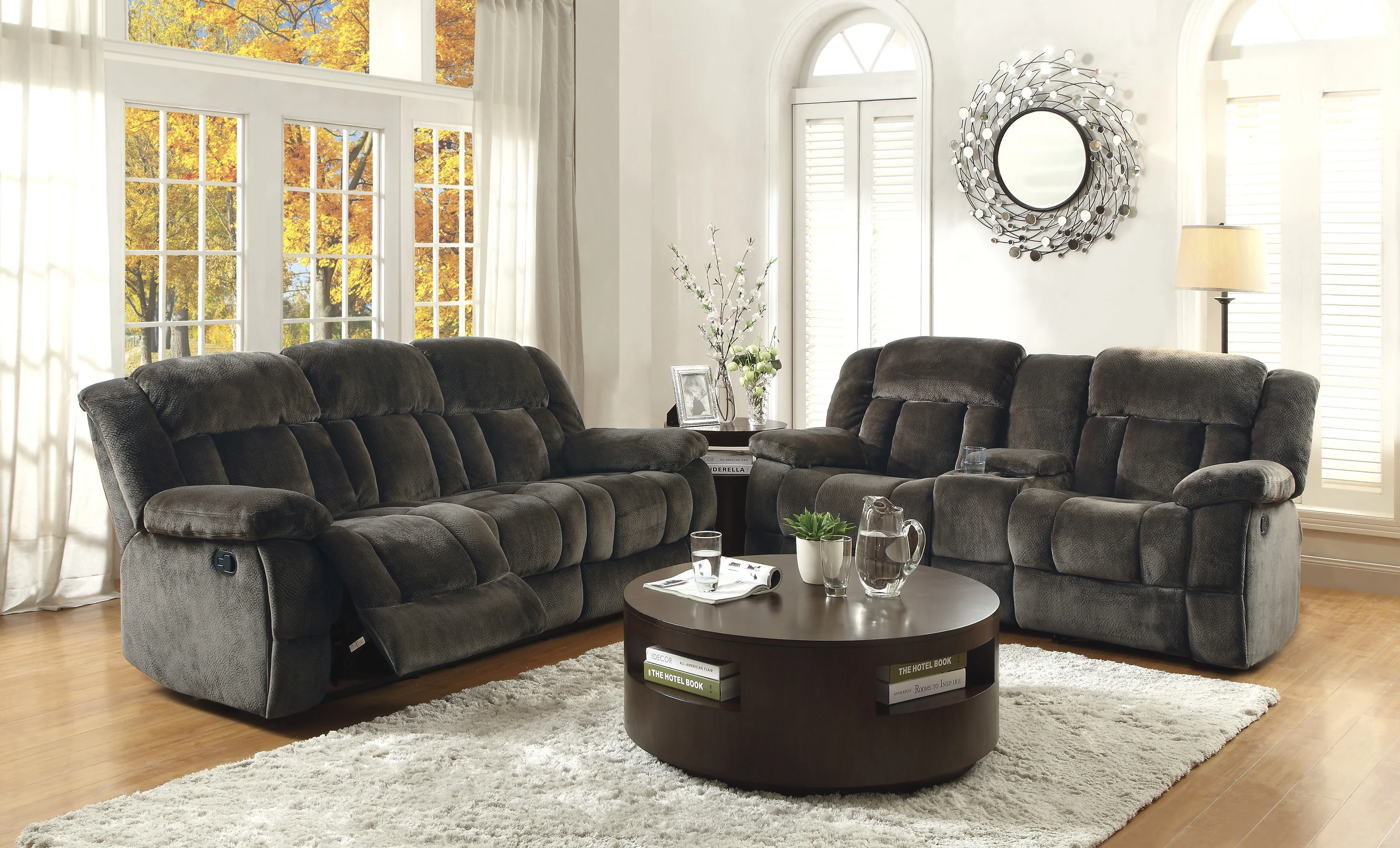 Laurelton Double Glider Reclining Loveseat with Center Console in Brown - 9636-2 - Image 6