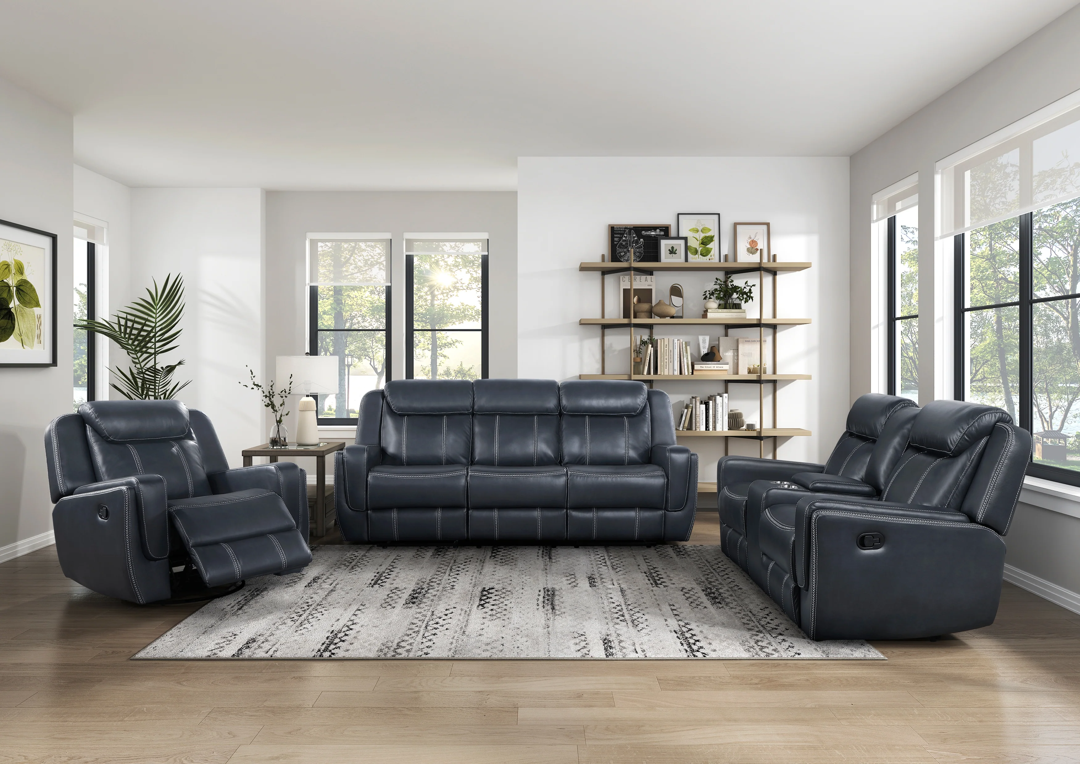 Littleton Swivel Glider Reclining Chair in Blue - 8516BU-1 - Image 6