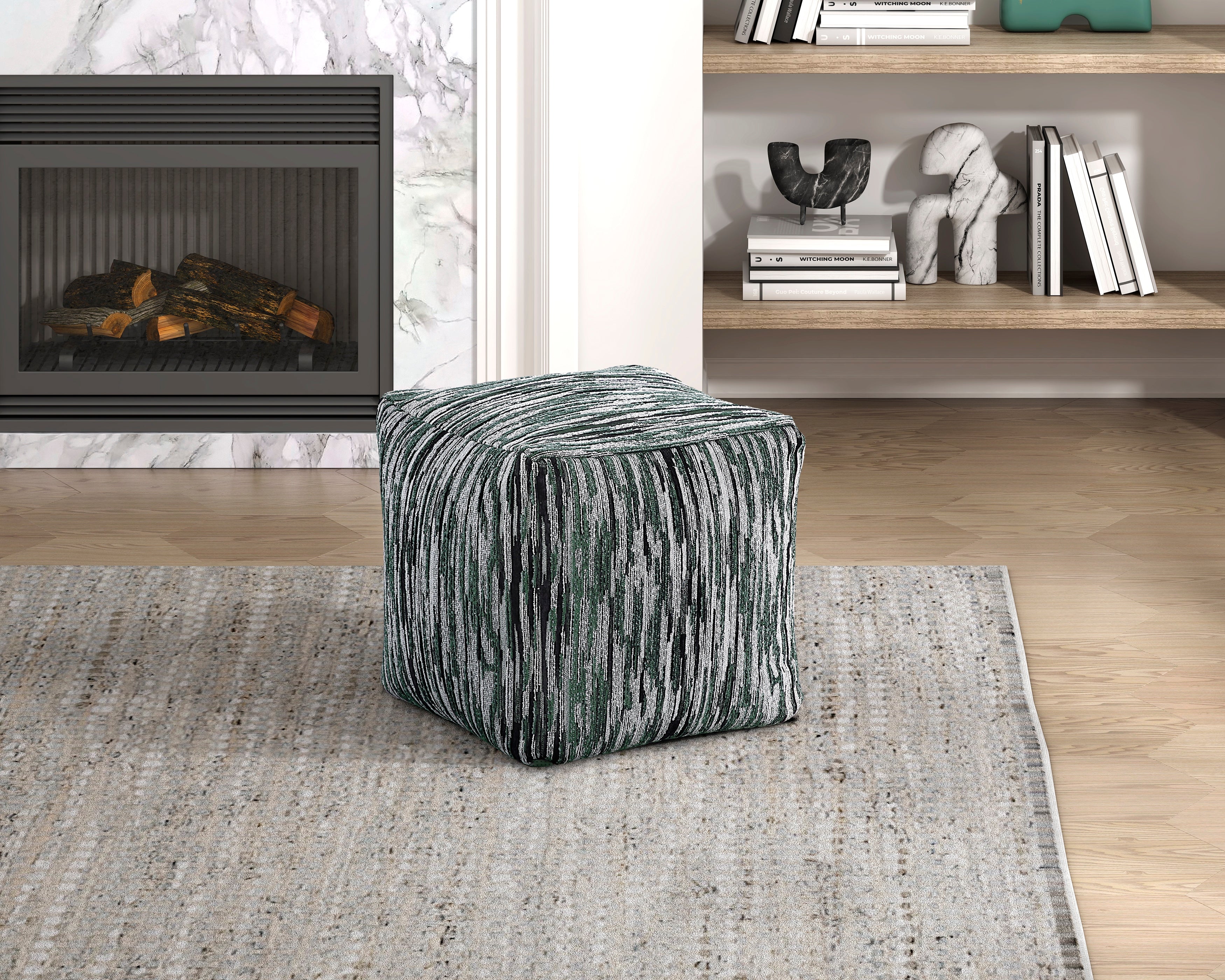 Lundy Pouf in Black/Gray/White - P31016 - Image 3