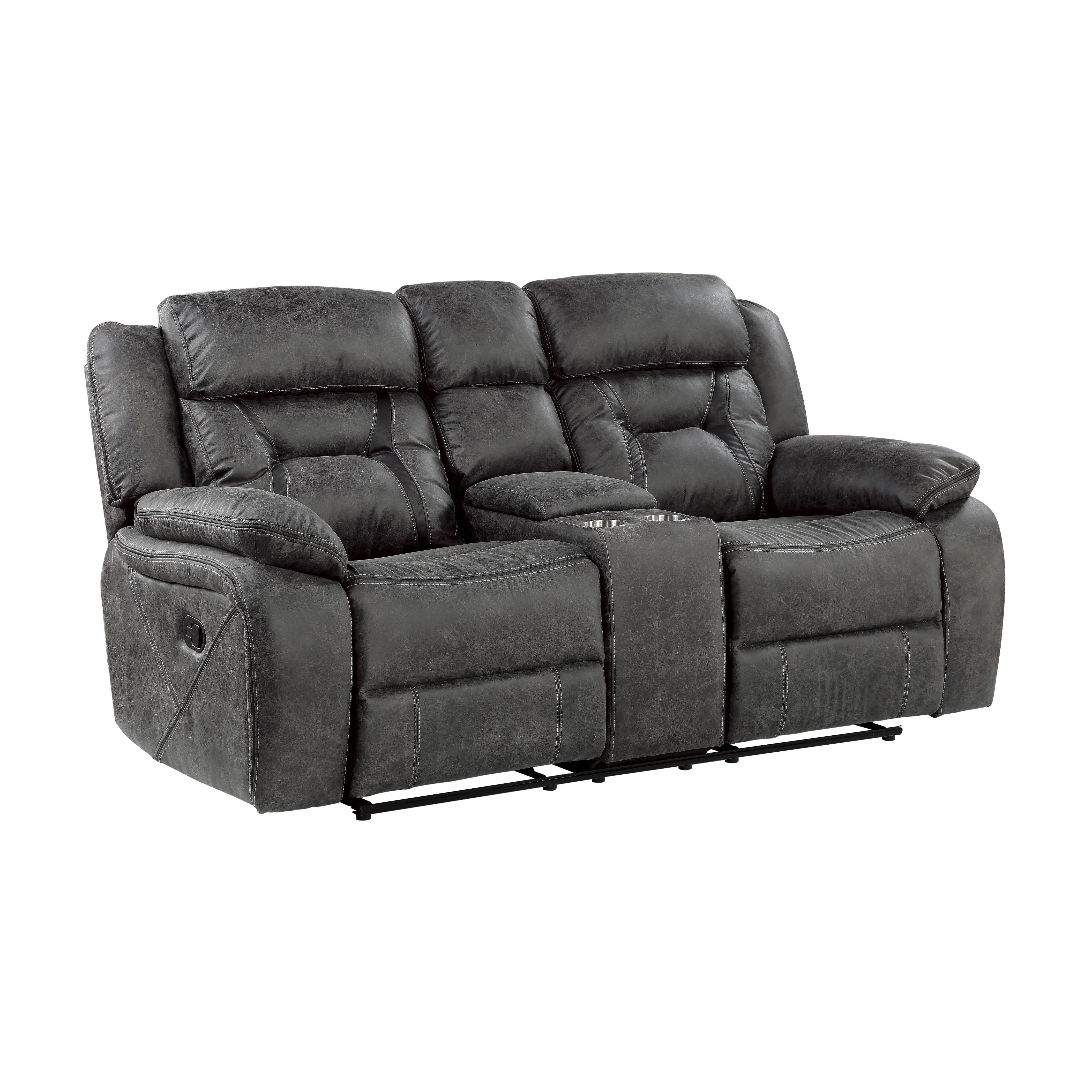 Madrona Hill Double Reclining Loveseat with Center Console in Gray - 9989GY-2 - Image 2