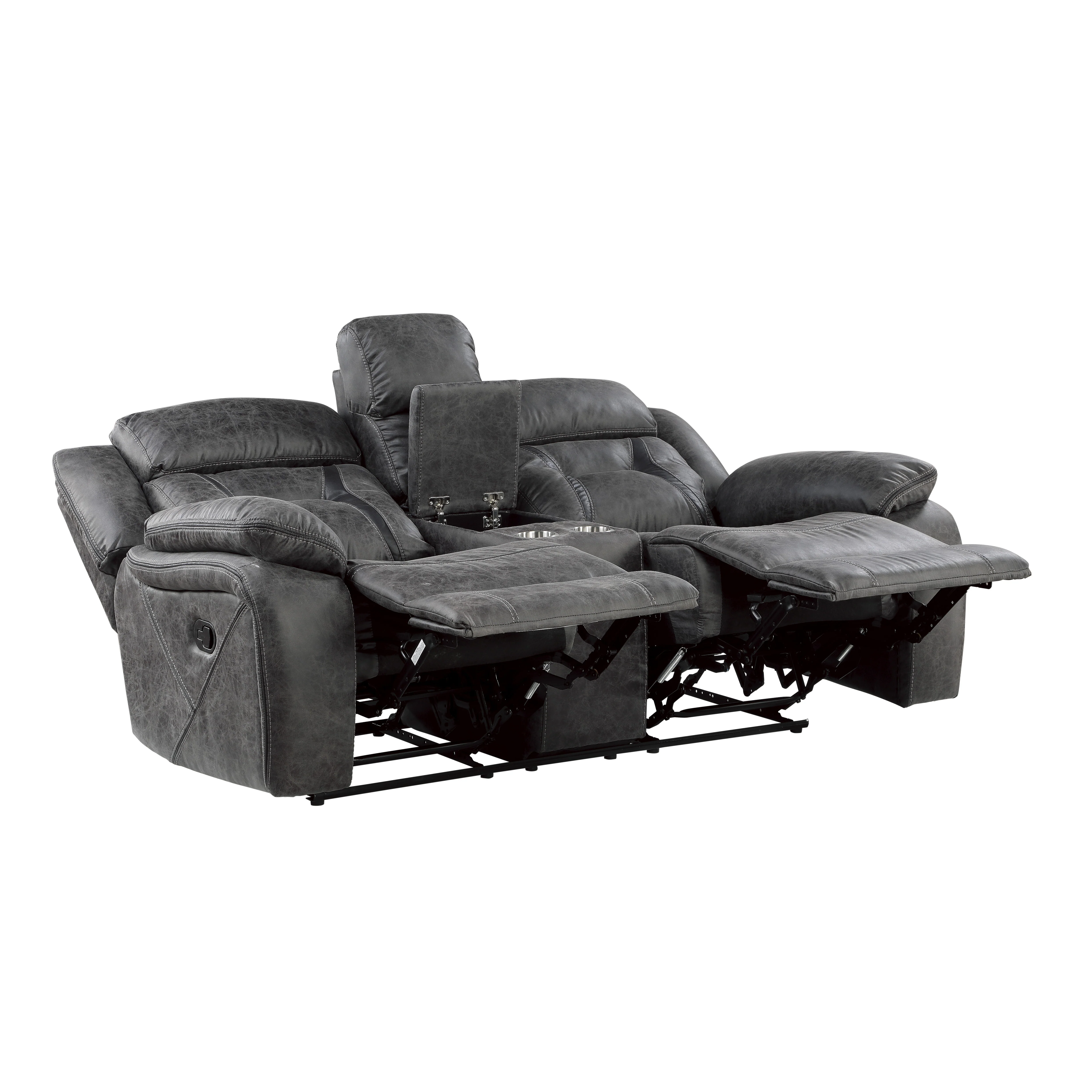 Madrona Hill Double Reclining Loveseat with Center Console in Gray - 9989GY-2 - Image 3