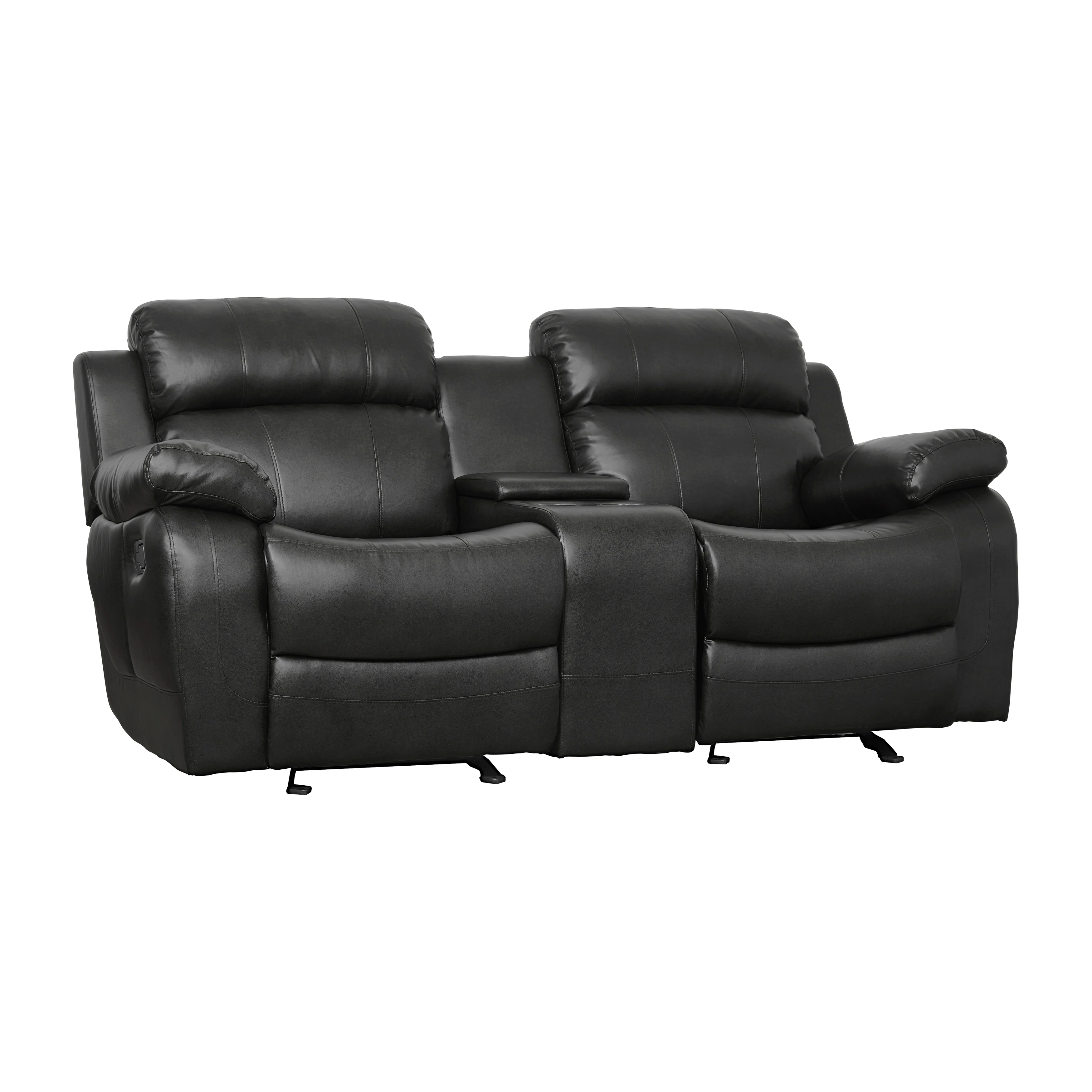 Marille Double Glider Reclining Loveseat with Center Console in Black - 9724BLK-2 - Image 2