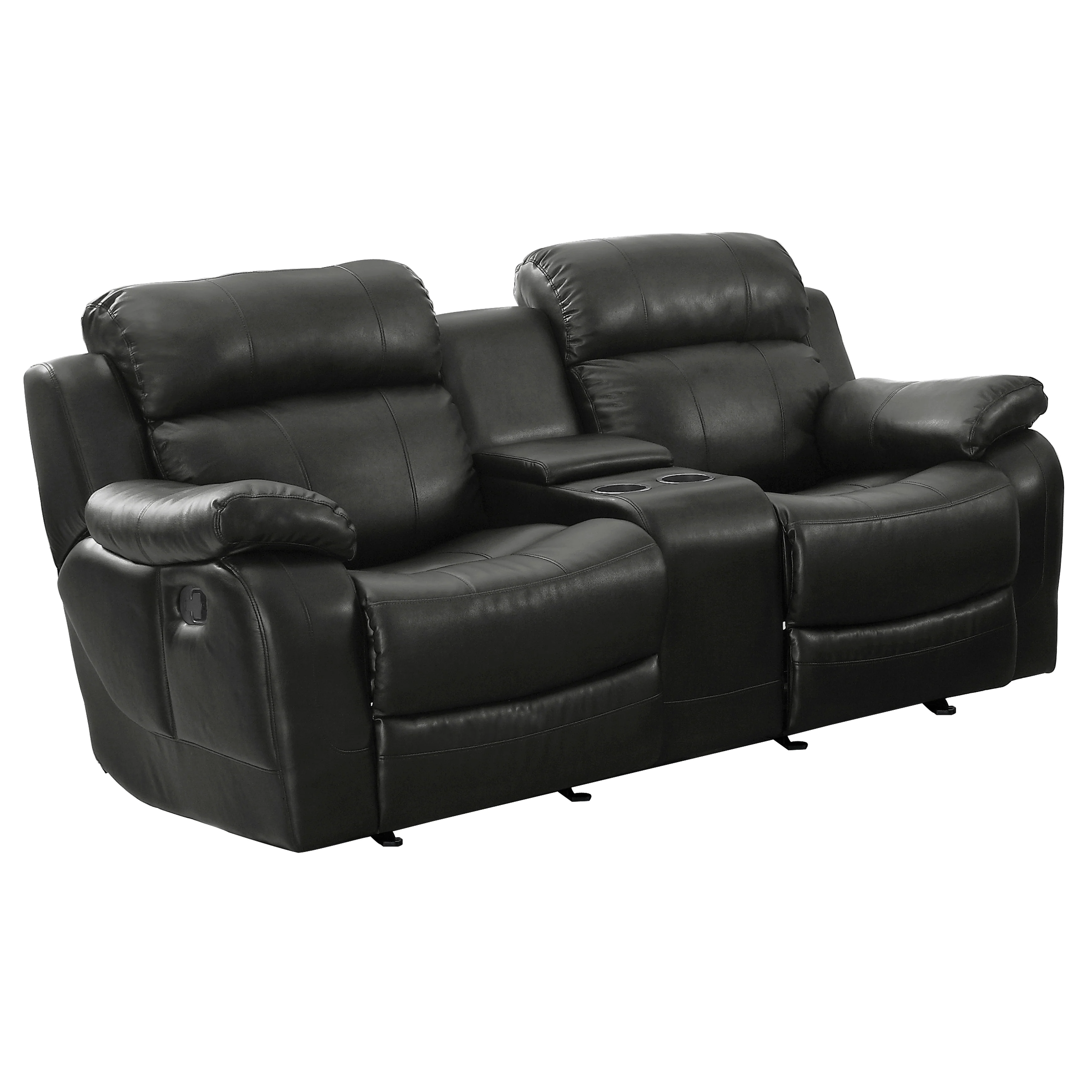 Marille Double Glider Reclining Loveseat with Center Console in Black - 9724BLK-2 - Image 3